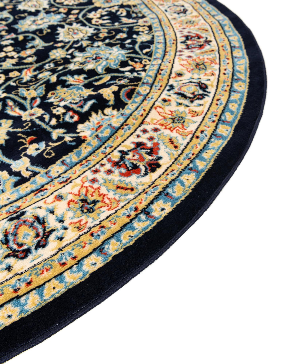 Rund Teppich Kashan Design in Marineblau von Hadorn™ - Lifestyle Image