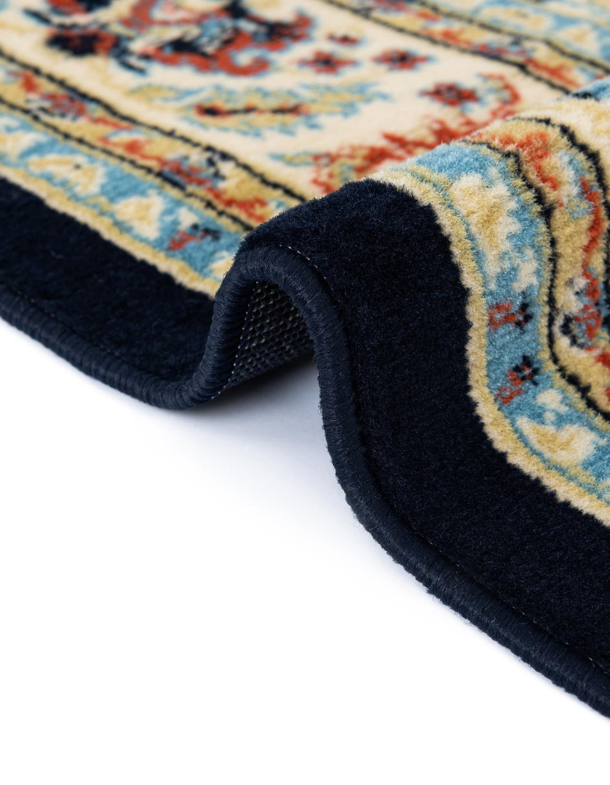 Rund Teppich Kashan Design in Marineblau von Hadorn™ - Lifestyle Image