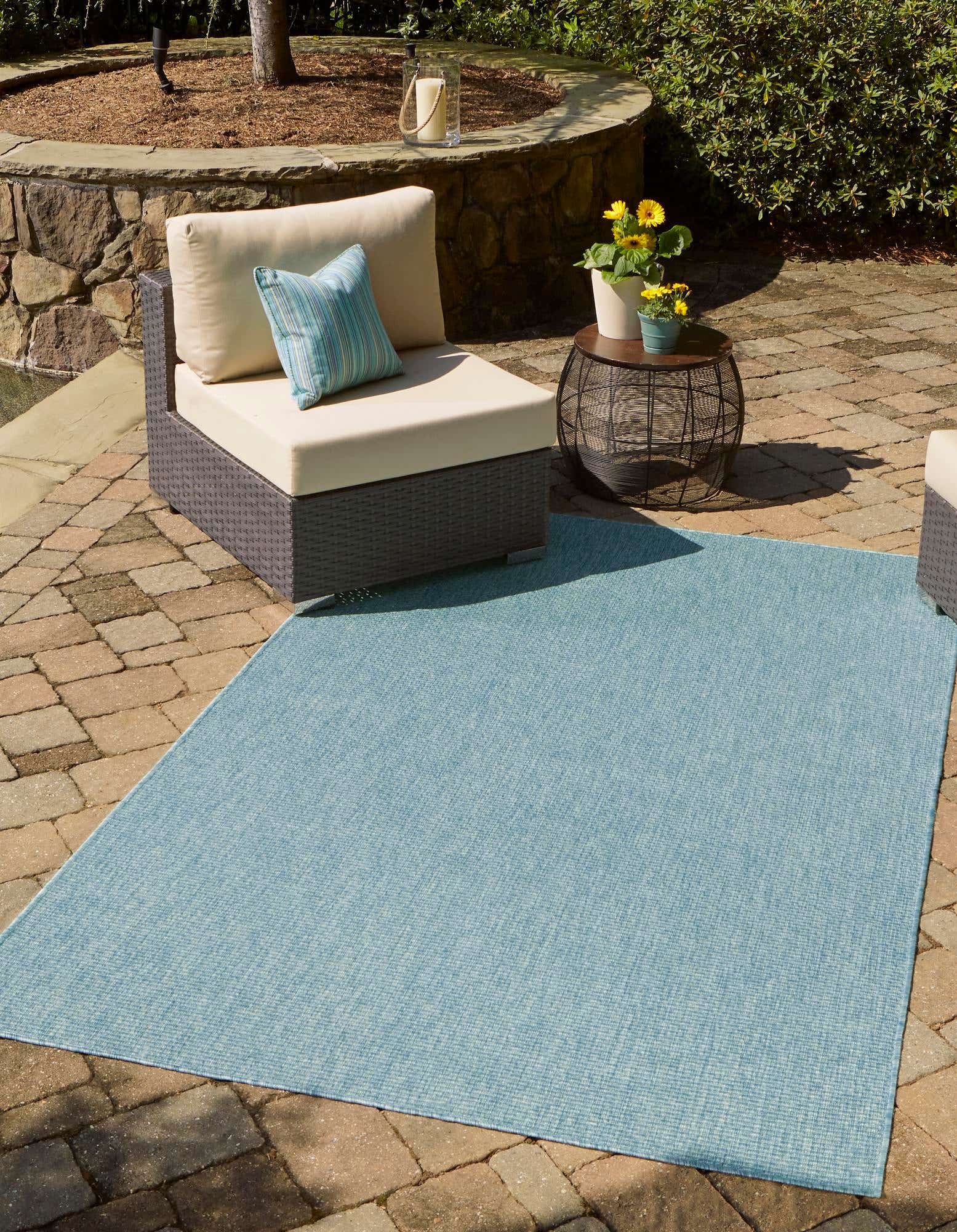 Rechteck Outdoor Teppich Tulum Outdoor in Aquamarin von Hadorn™ - Lifestyle Image