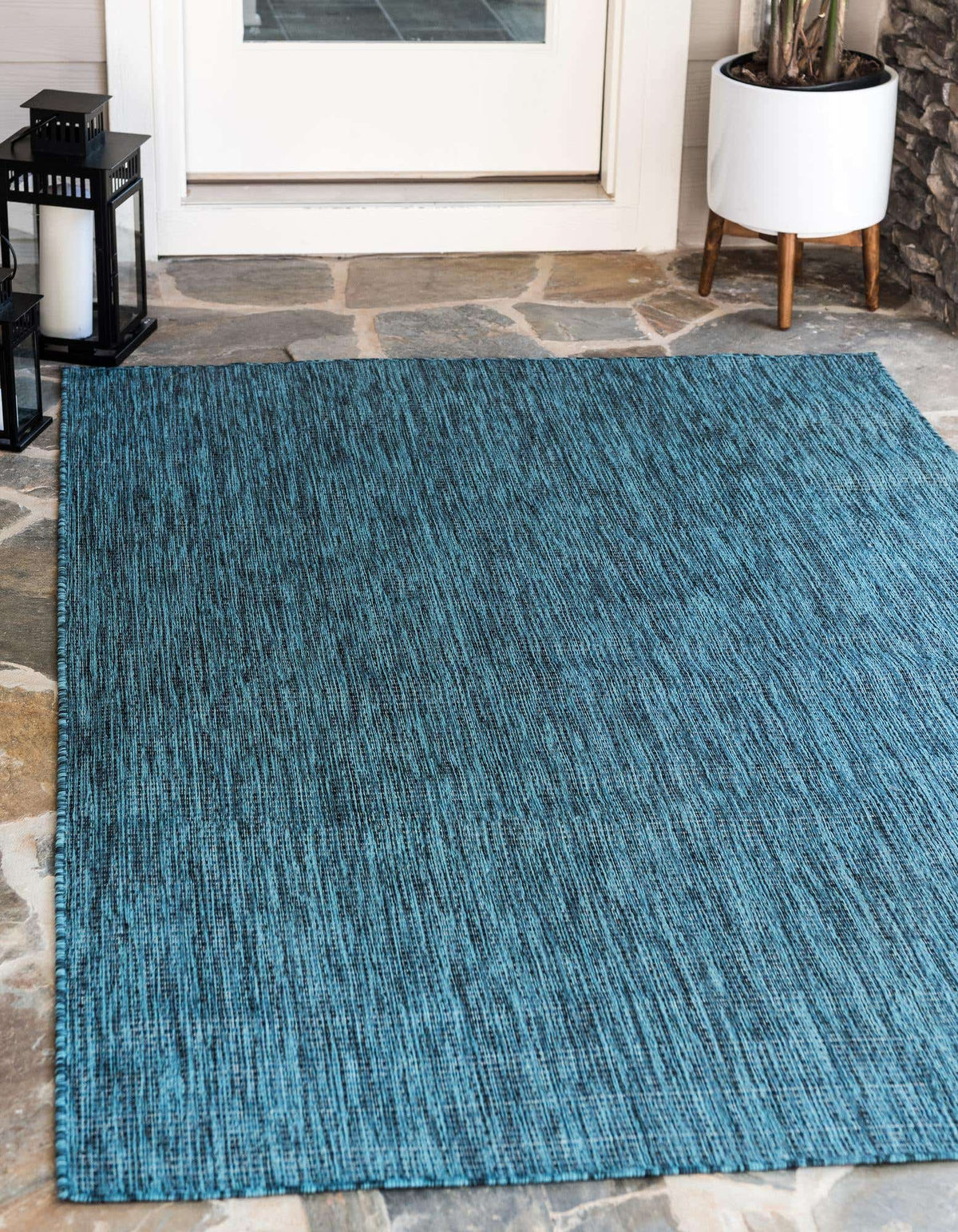 Rechteck Outdoor Teppich Tulum Outdoor in Blaugrün von Hadorn™ - Lifestyle Image