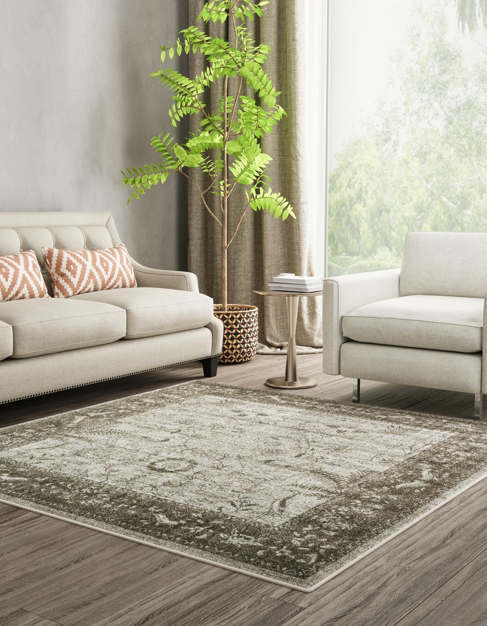 Quadratisch Teppich Vista in Hellgrau von Hadorn™ - Lifestyle Image