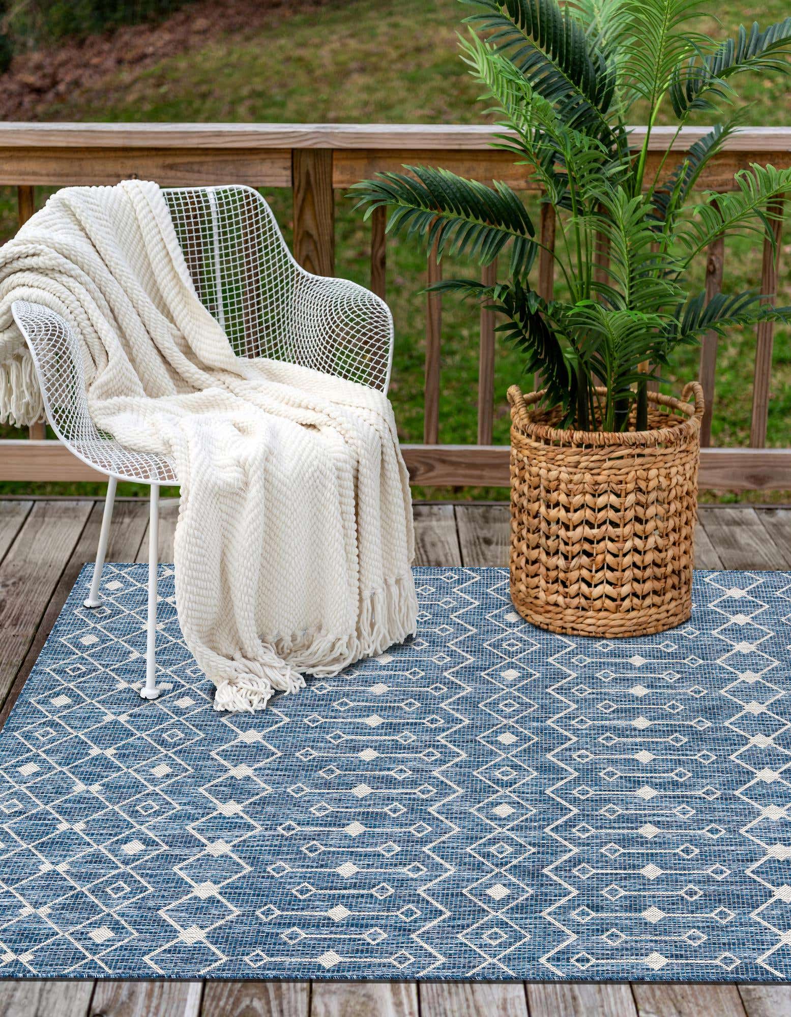 Rechteck Outdoor Teppich Tulum Outdoor in Blau von Hadorn™ - Lifestyle Image