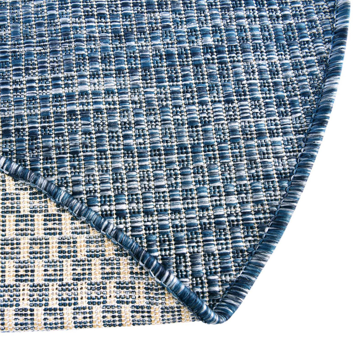 Rund Outdoor Teppich Tulum Outdoor in Blau von Hadorn™ - Lifestyle Image