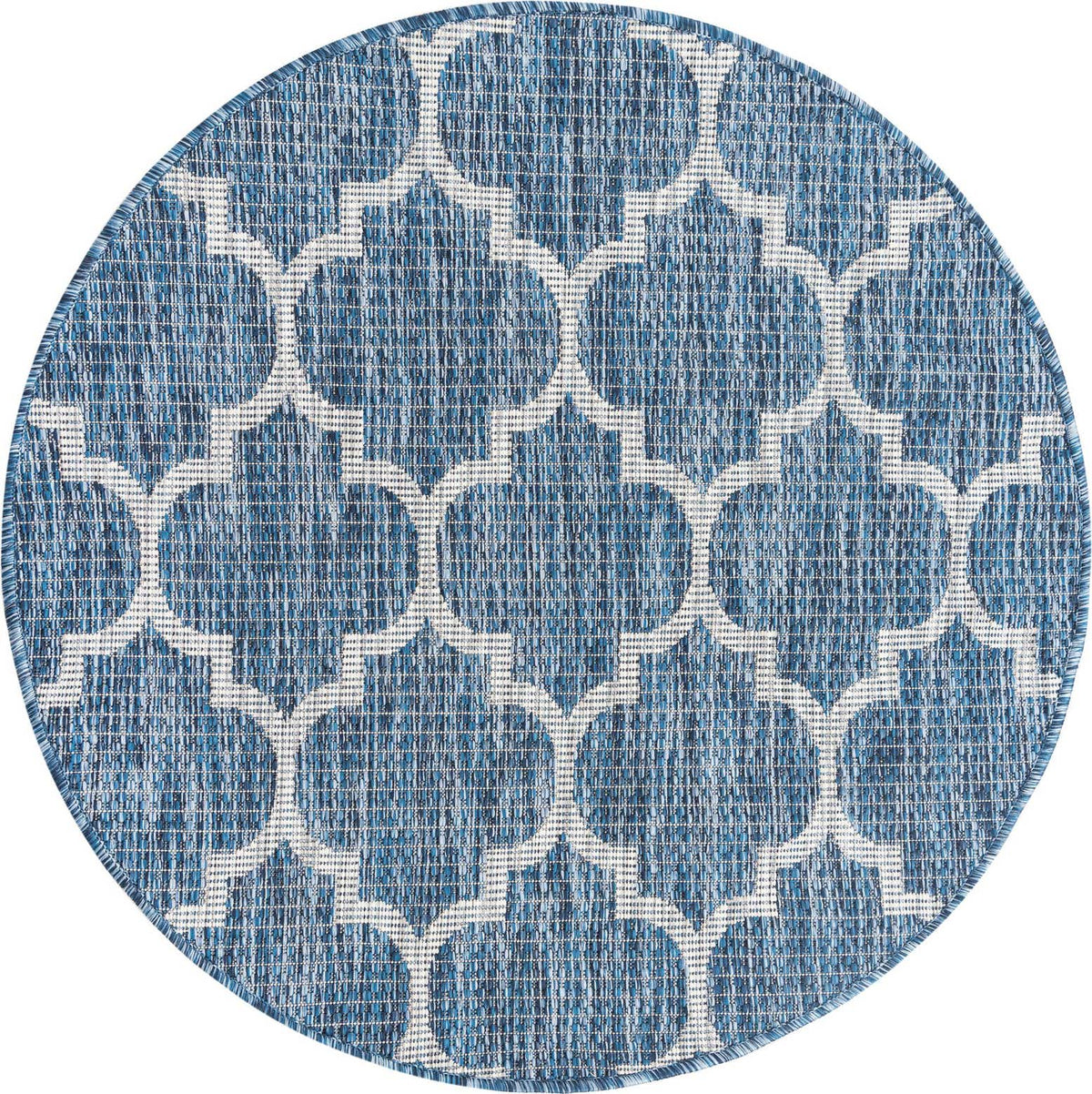 Rund Outdoor Teppich Tulum Outdoor in Marineblau von Hadorn™ - Lifestyle Image