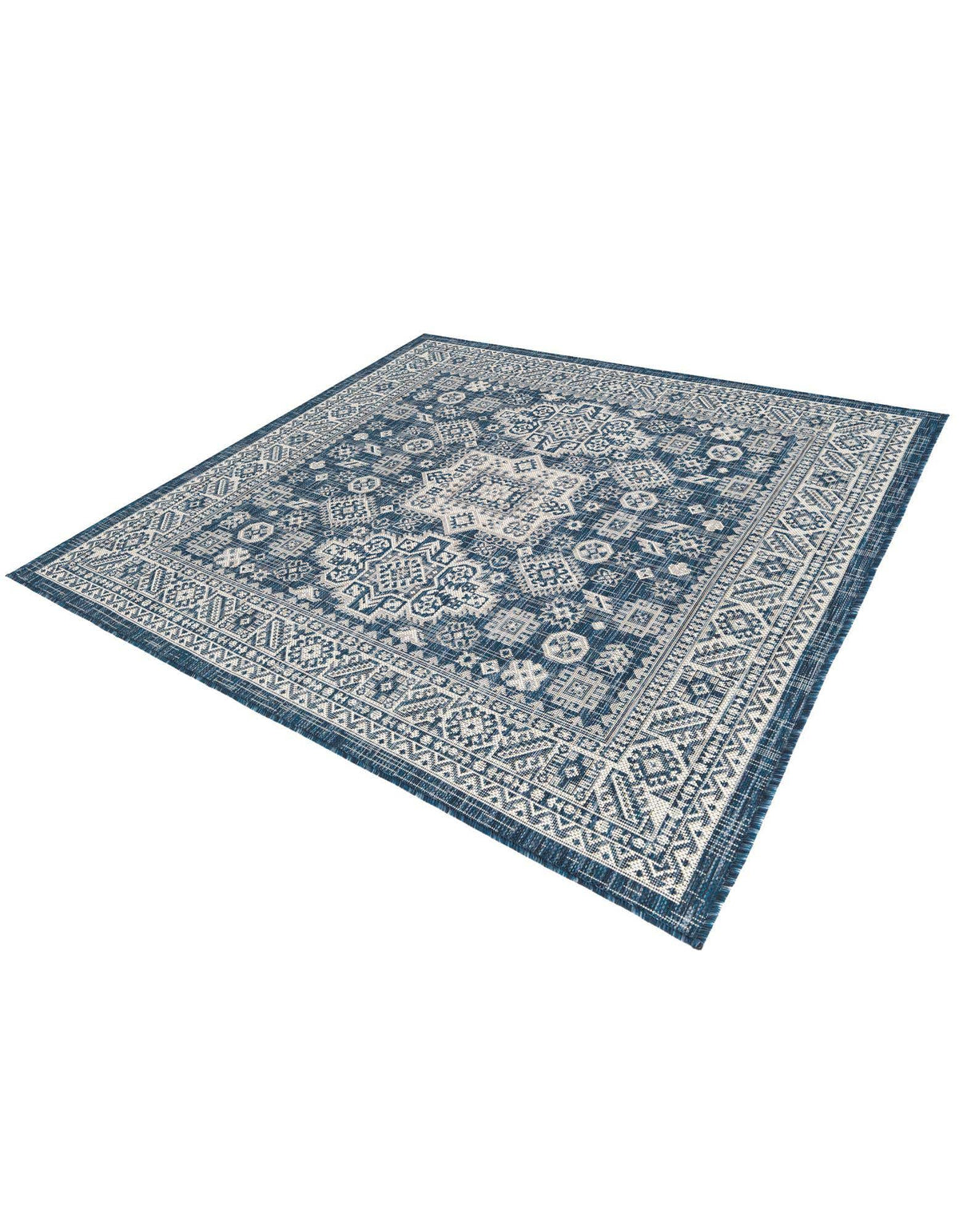 Quadratisch Outdoor Teppich Tulum Outdoor in Blau von Hadorn™ - Lifestyle Image