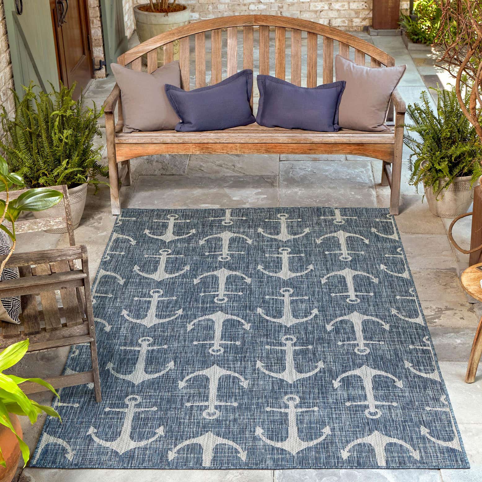 Rechteck Outdoor Teppich Tulum Outdoor in Blau von Hadorn™ - Lifestyle Image
