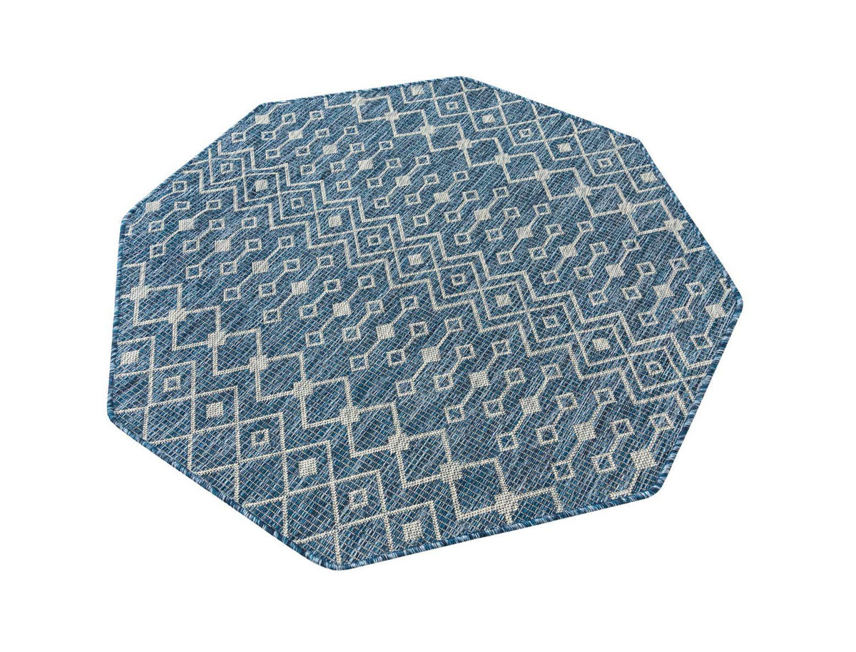 Achteck Outdoor Teppich Tulum Outdoor in Blau von Hadorn™ - Lifestyle Image