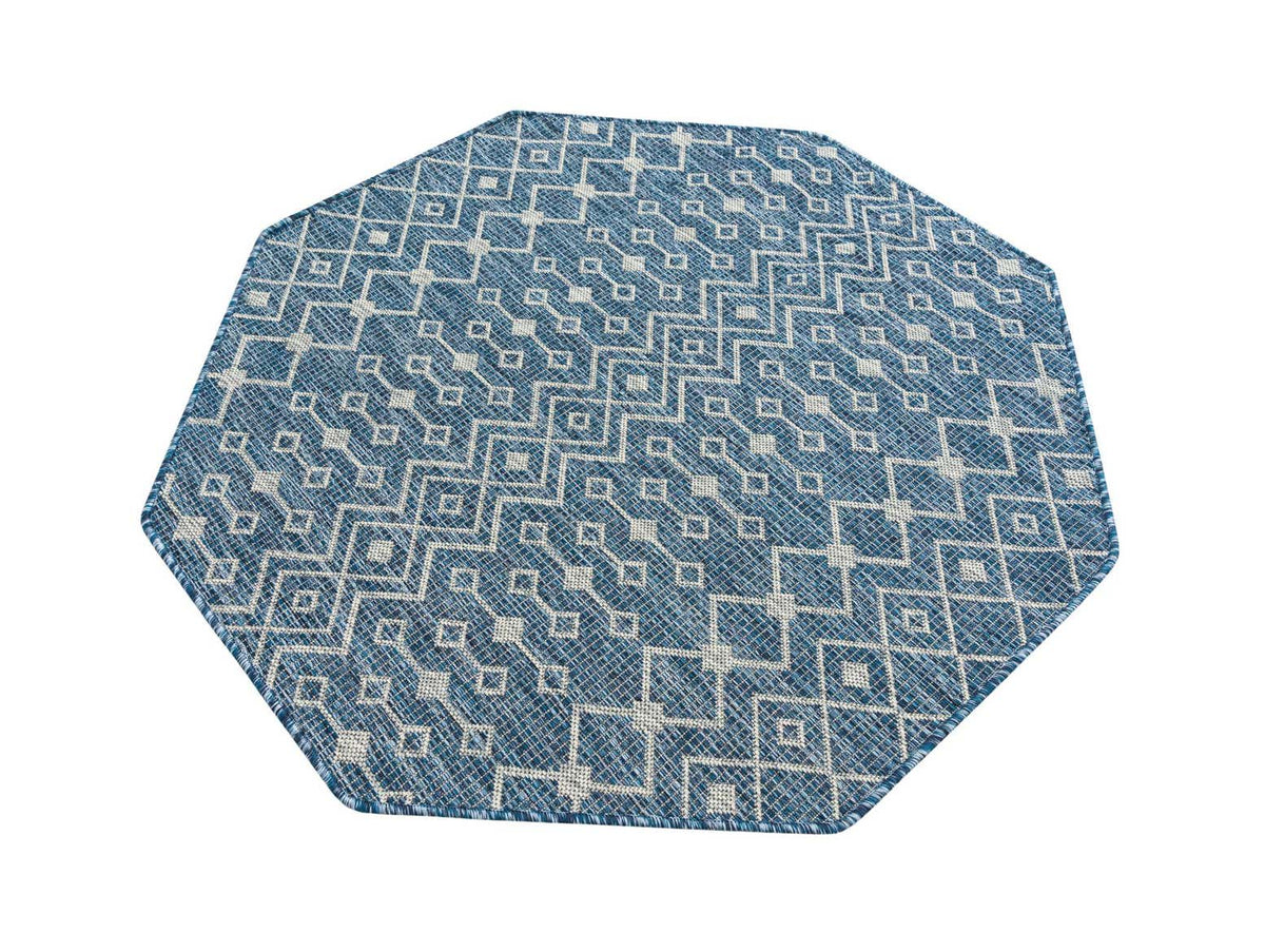 Achteck Outdoor Teppich Tulum Outdoor in Blau von Hadorn™ - Lifestyle Image