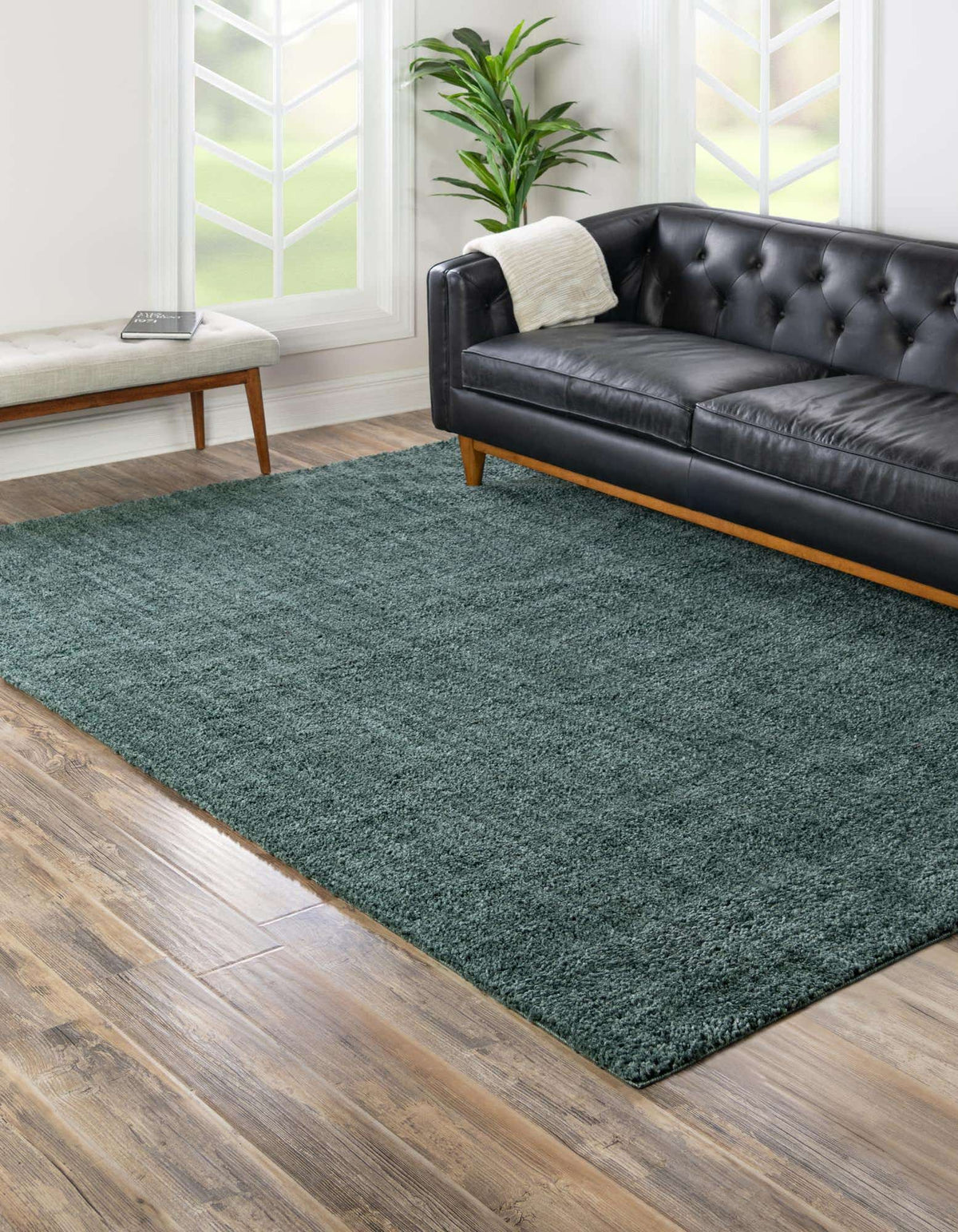 Rechteck Hochflorteppich Jill Zarin Shaggy Chic in Rosmaringrün von Hadorn™ - Lifestyle Image