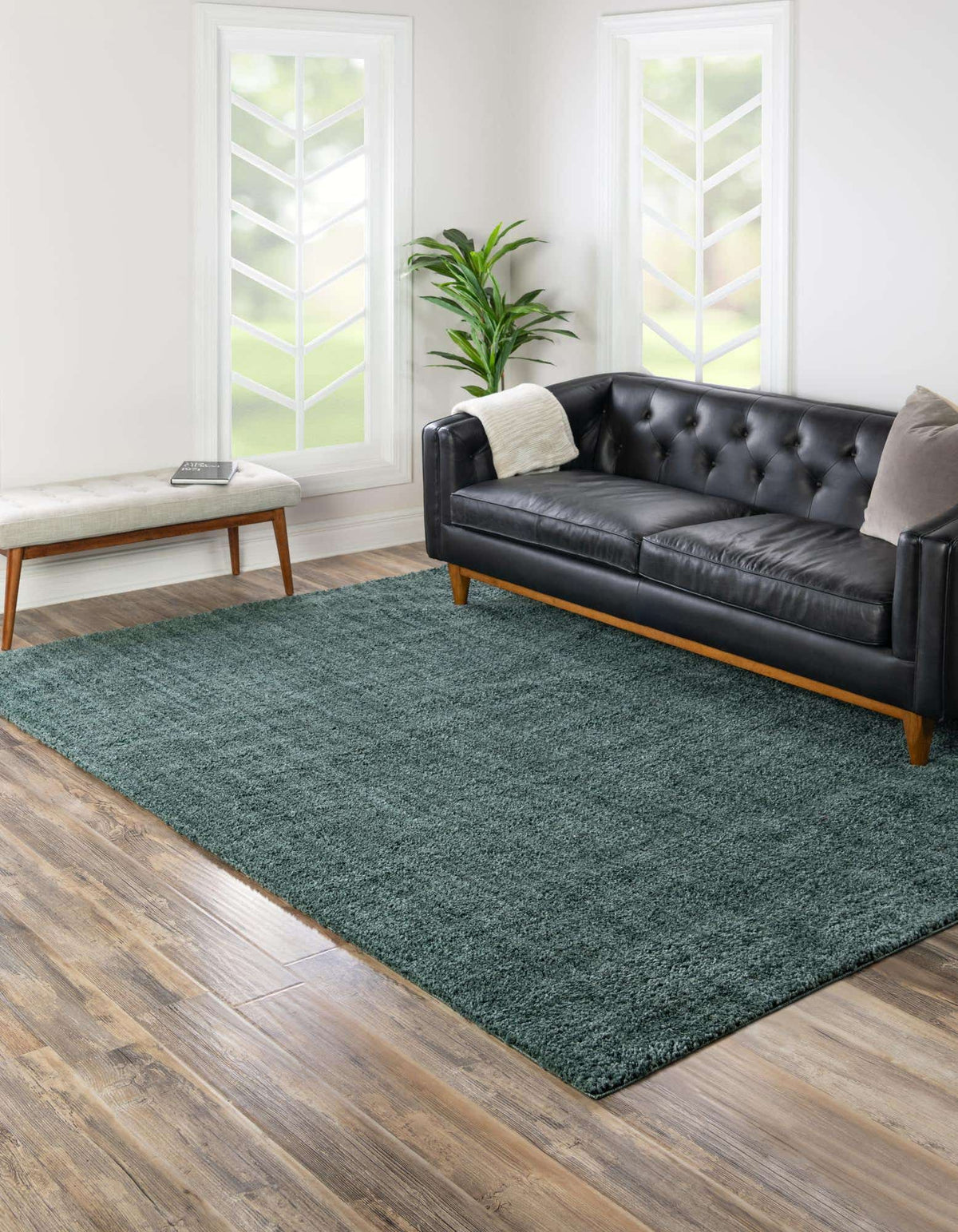 Rechteck Hochflorteppich Jill Zarin Shaggy Chic in Rosmaringrün von Hadorn™ - Lifestyle Image