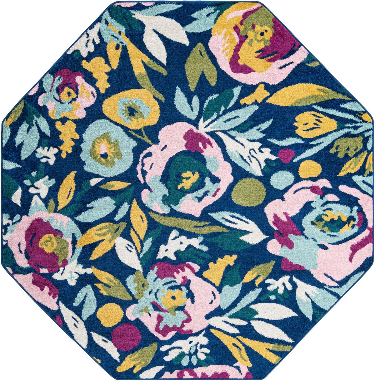 Achteck Teppich Bloom in Marineblau von Hadorn™ - Lifestyle Image