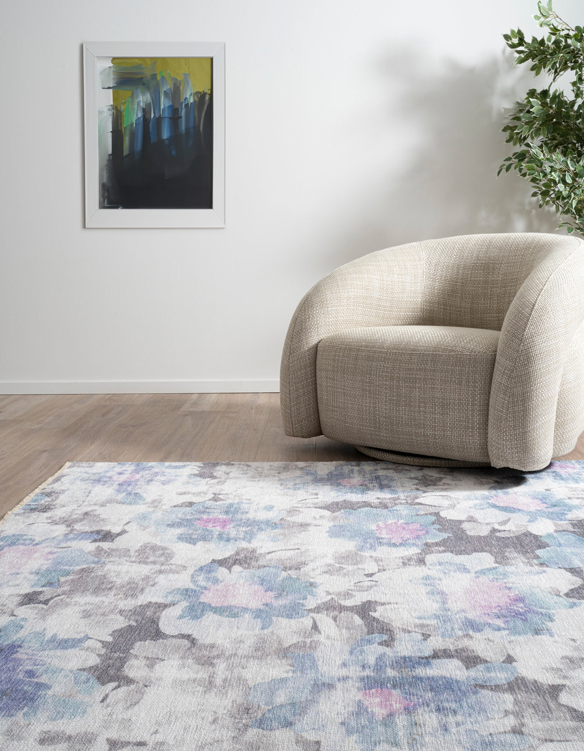 Rechteck Teppich Kriens Blossom in Grau von Hadorn™ - Lifestyle Image