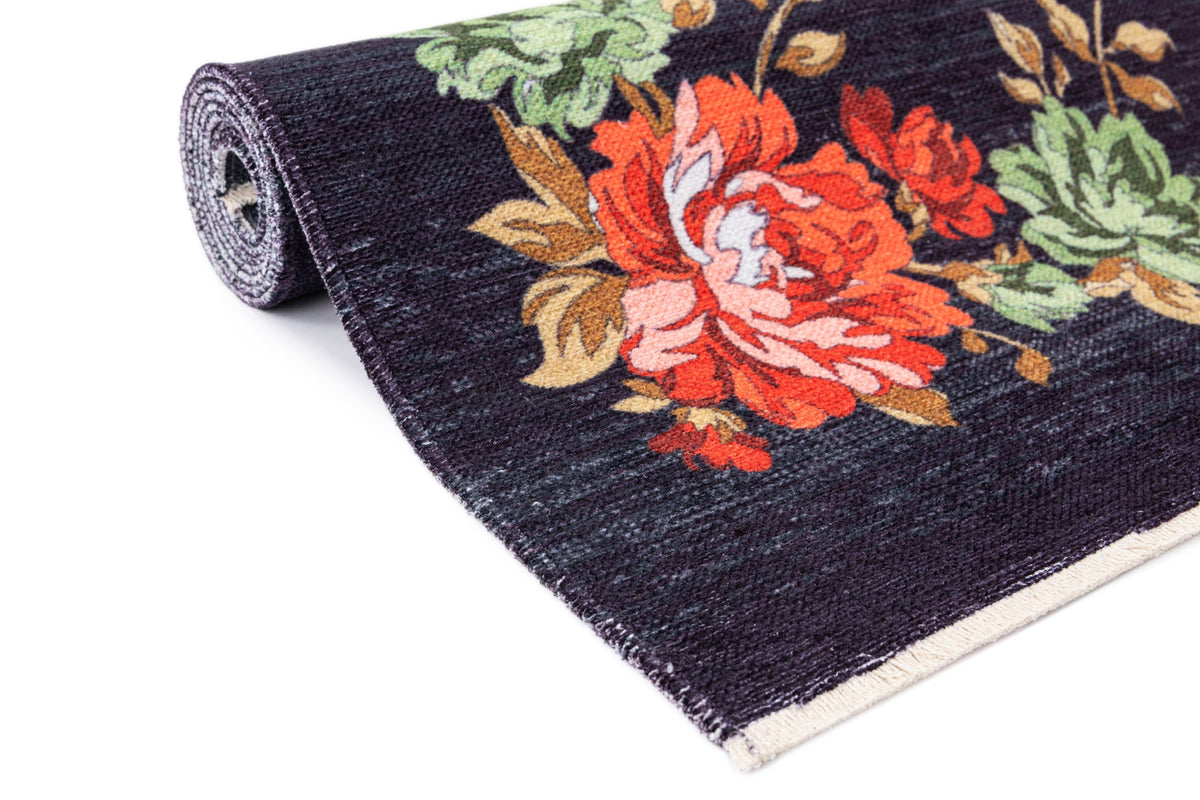 Läufer Teppich Kriens Floret in Schwarz von Hadorn™ - Lifestyle Image