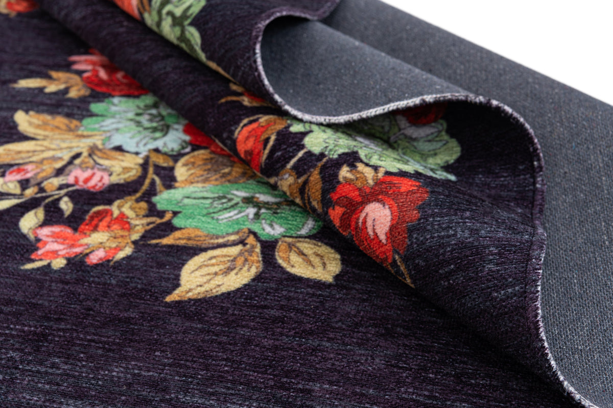 Läufer Teppich Kriens Floret in Schwarz von Hadorn™ - Lifestyle Image