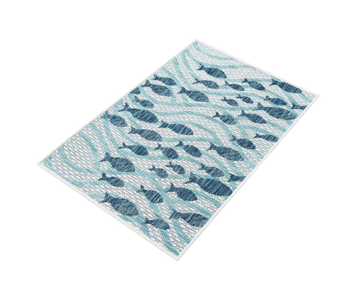 Rechteck Outdoor Teppich Tulum Outdoor in Blau von Hadorn™ - Lifestyle Image