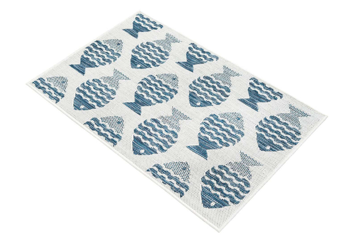 Rechteck Outdoor Teppich Tulum Outdoor in Marineblau von Hadorn™ - Lifestyle Image