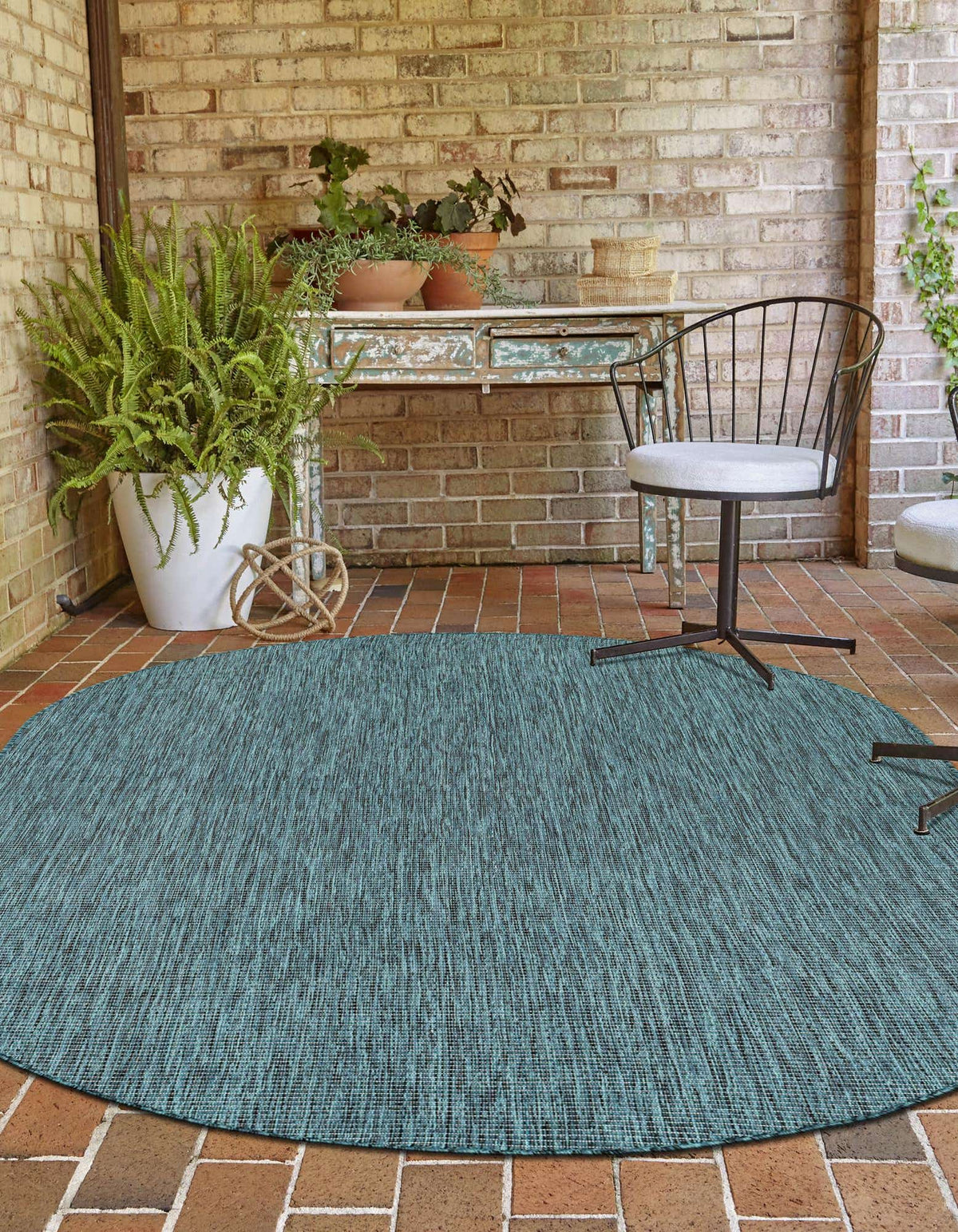 Oval Outdoor Teppich Tulum Outdoor in Blaugrün von Hadorn™ - Lifestyle Image