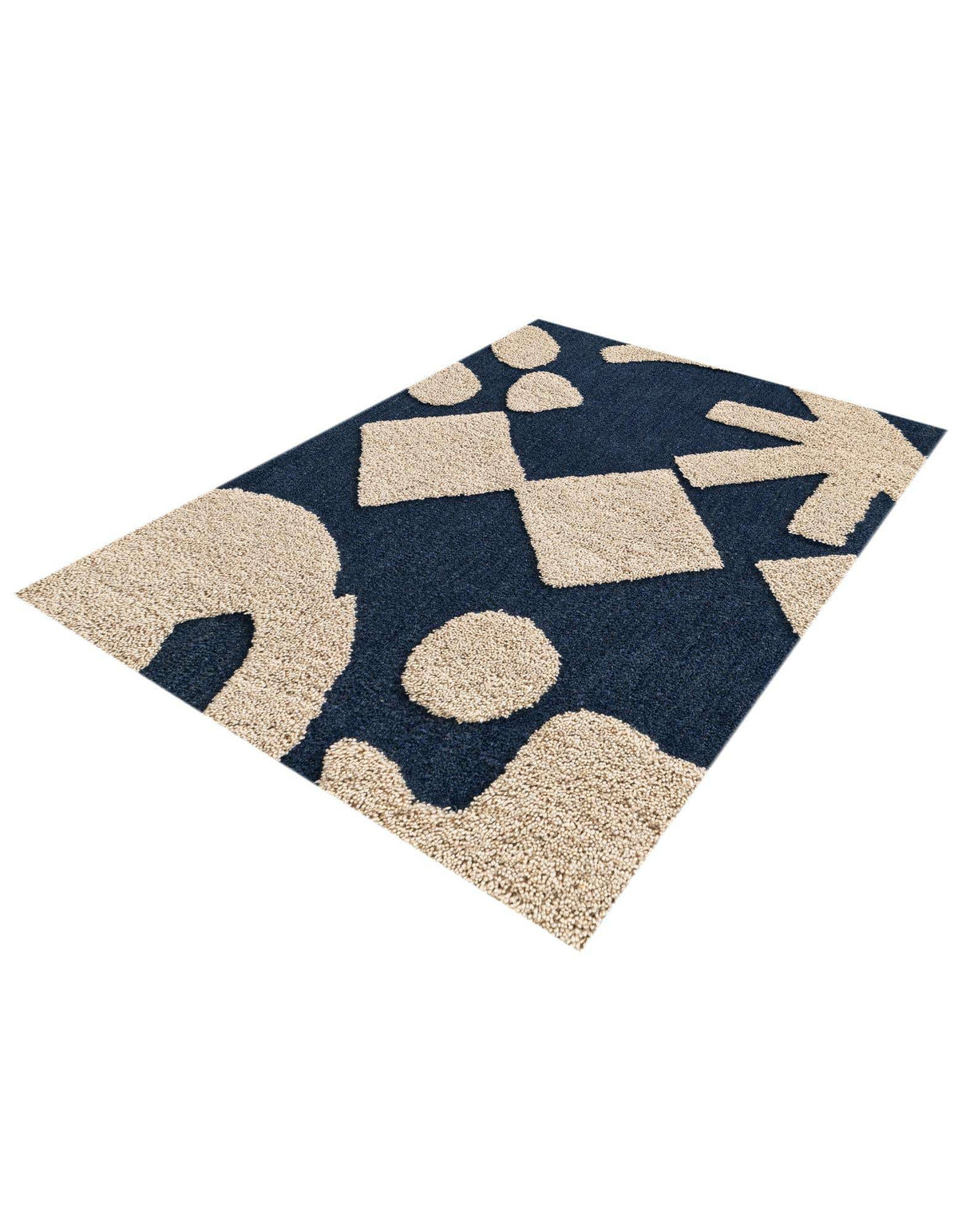 Rechteck Teppich AI Handgetuftet in Marineblau und Elfenbein von Hadorn™ - Lifestyle Image