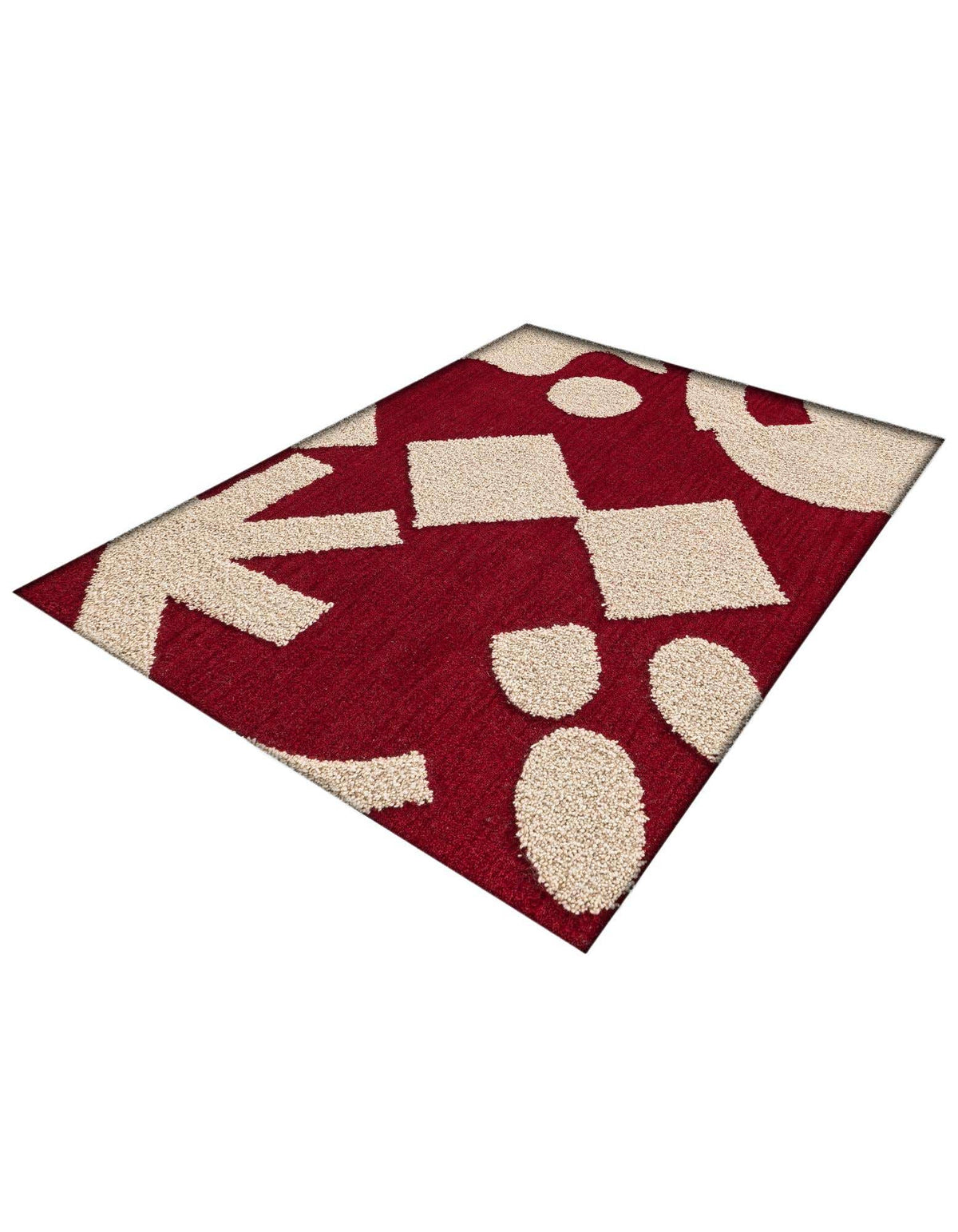 Rechteck Teppich AI Handgetuftet in Rot und Elfenbein von Hadorn™ - Lifestyle Image