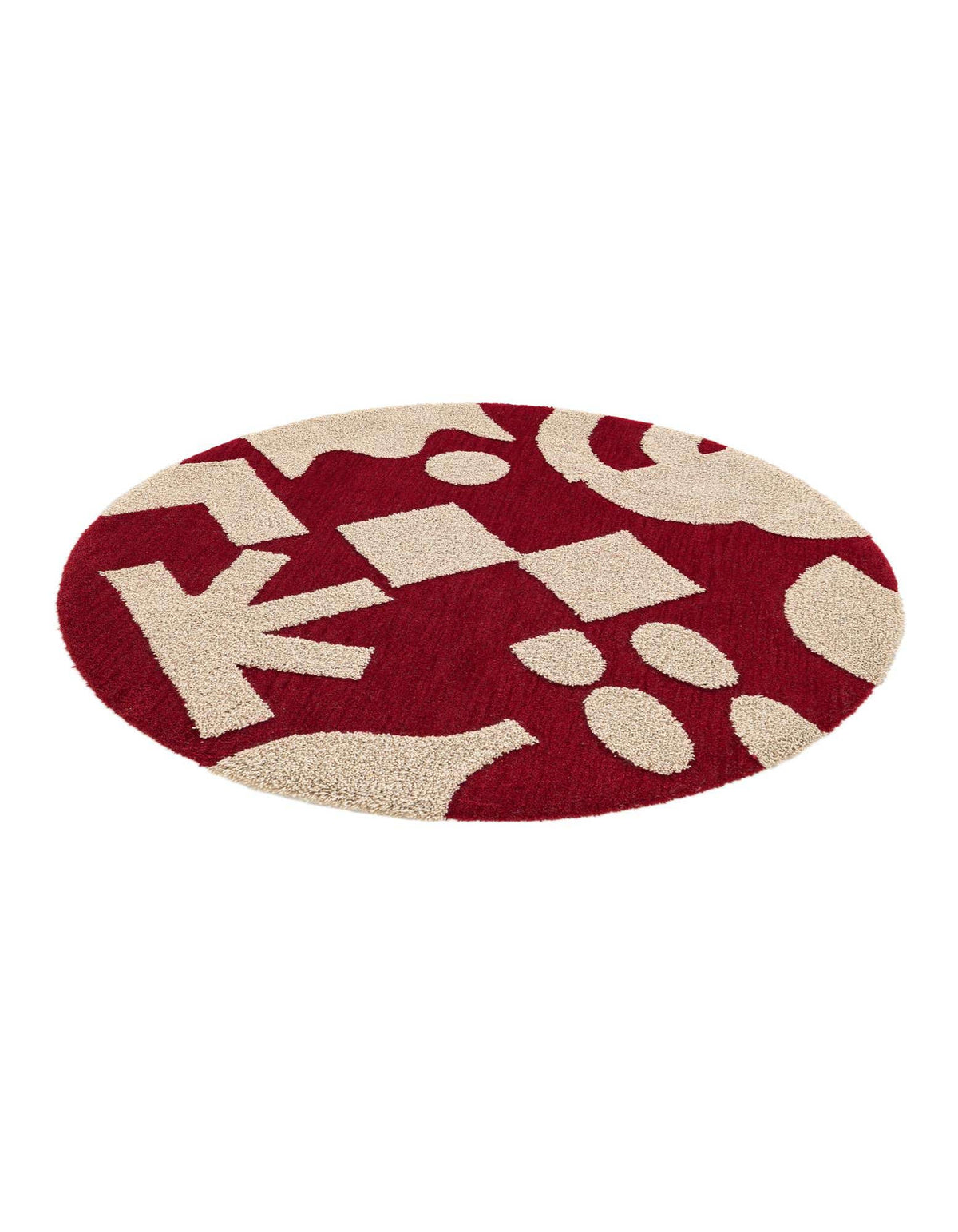 Rund Teppich AI Handgetuftet in Rot und Elfenbein von Hadorn™ - Lifestyle Image