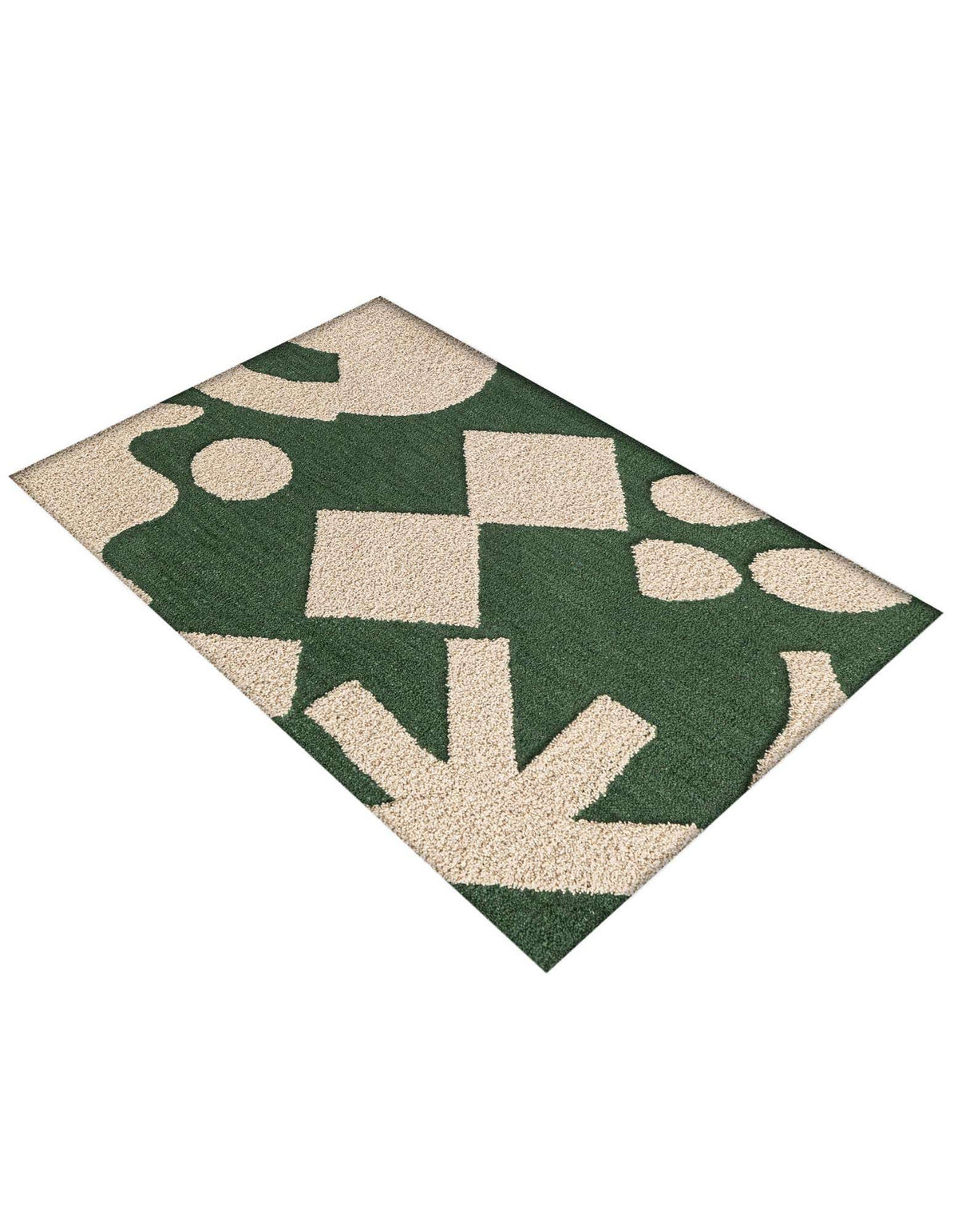 Rechteck Teppich AI Handgetuftet in Grün und Elfenbein von Hadorn™ - Lifestyle Image