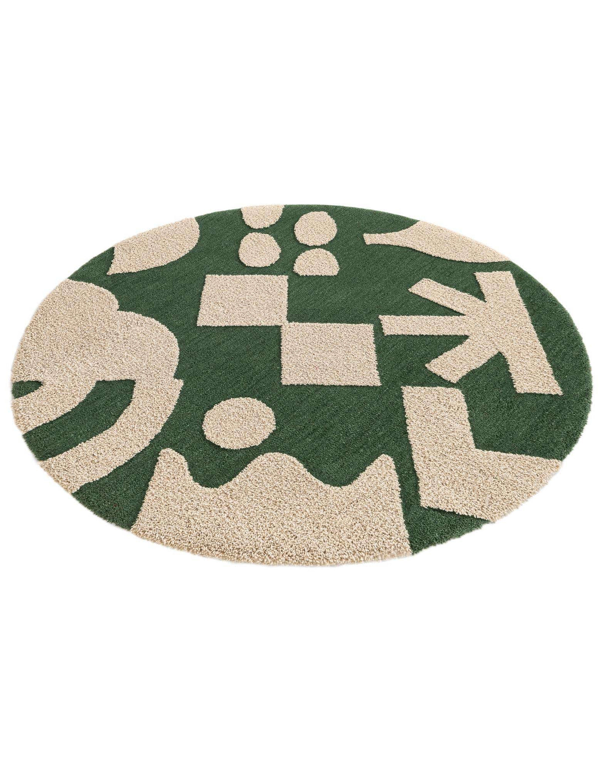 Rund Teppich AI Handgetuftet in Grün und Elfenbein von Hadorn™ - Lifestyle Image