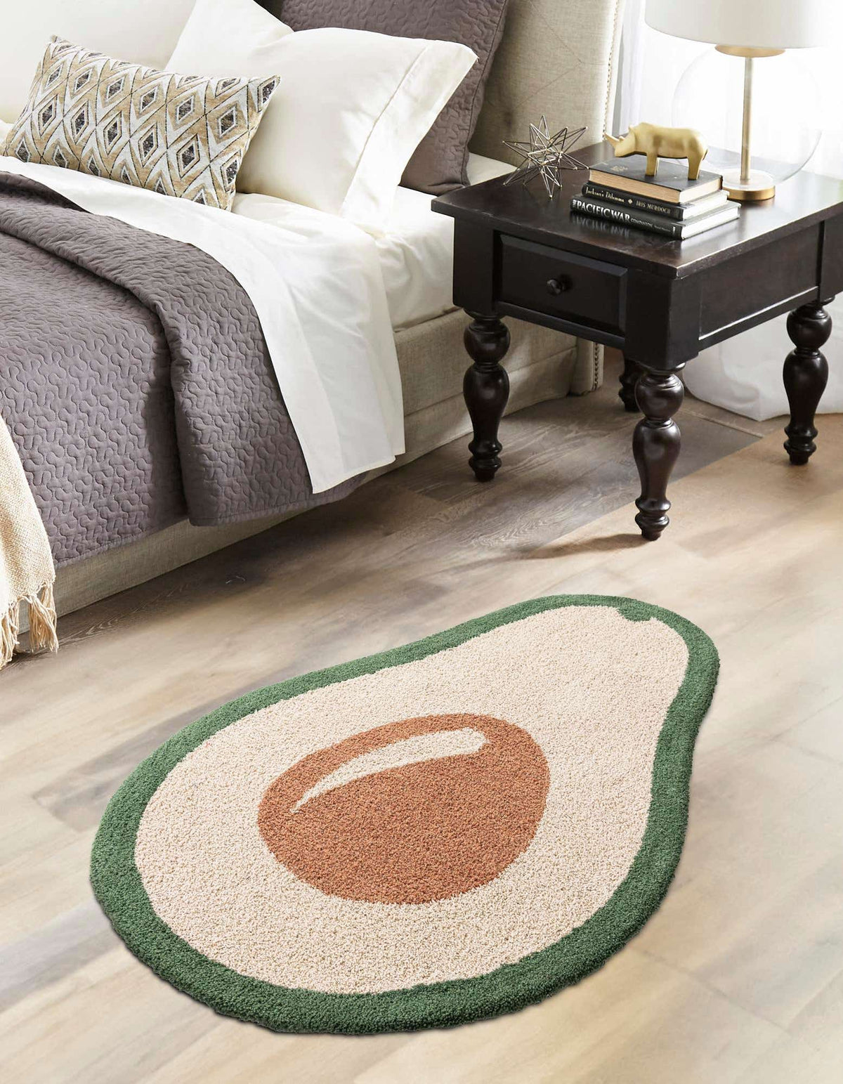 Freiform Teppich AI Handgetuftet in Grün und Elfenbein von Hadorn™ - Lifestyle Image