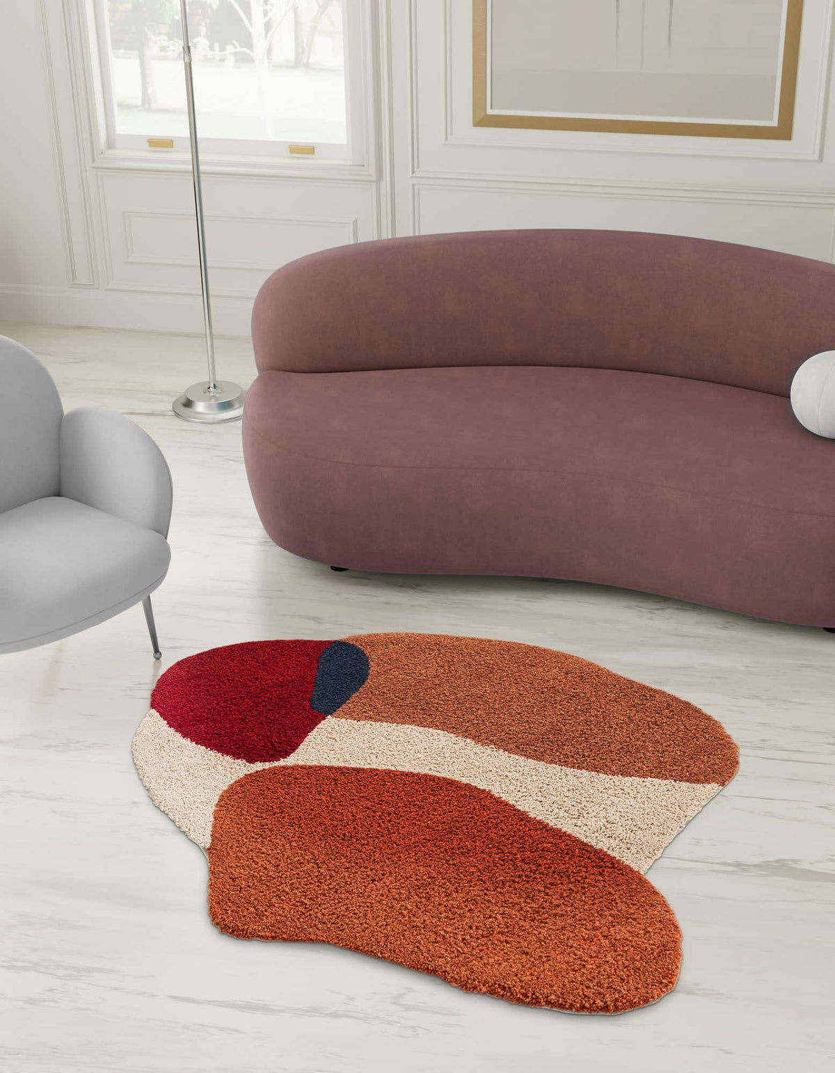 Freiform Teppich AI Handgetuftet in Mehrfarbig von Hadorn™ - Lifestyle Image