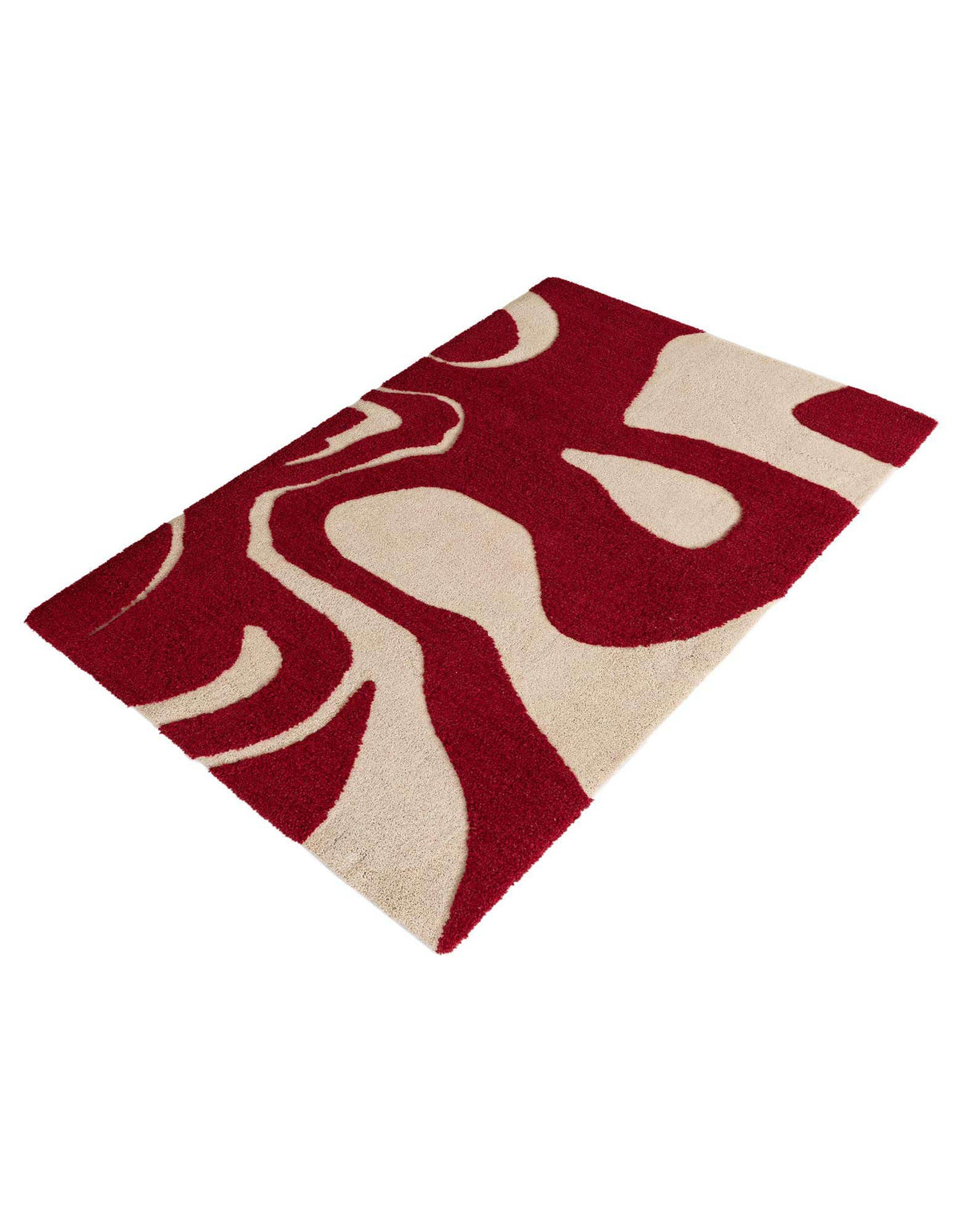 Rechteck Teppich AI Handgetuftet in Rot und Elfenbein von Hadorn™ - Lifestyle Image