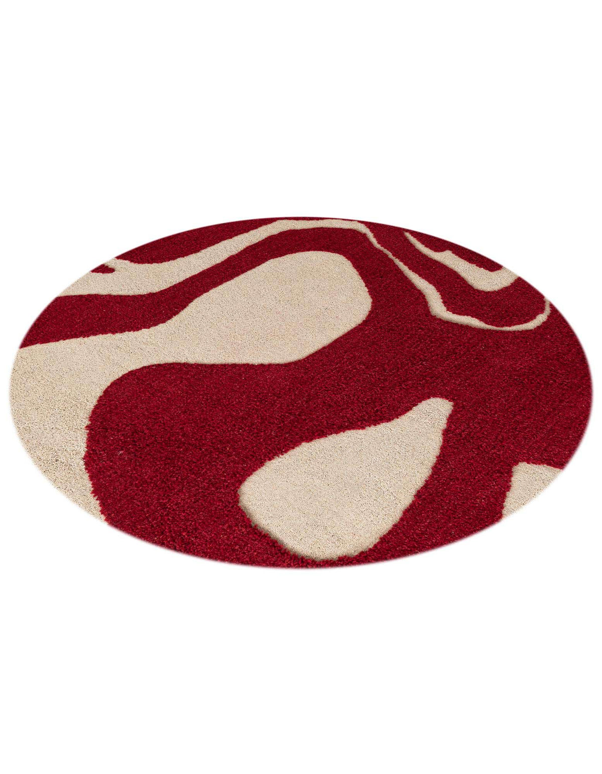 Rund Teppich AI Handgetuftet in Rot und Elfenbein von Hadorn™ - Lifestyle Image