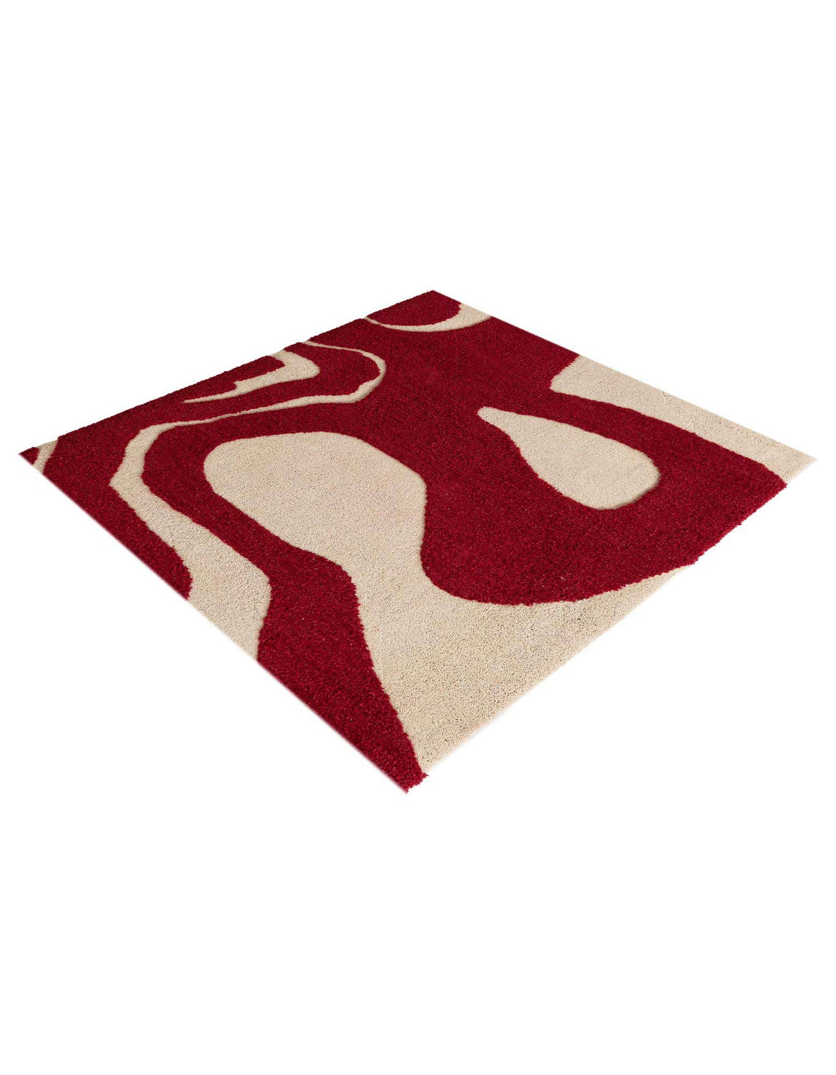 Quadratisch Teppich AI Handgetuftet in Rot und Elfenbein von Hadorn™ - Lifestyle Image