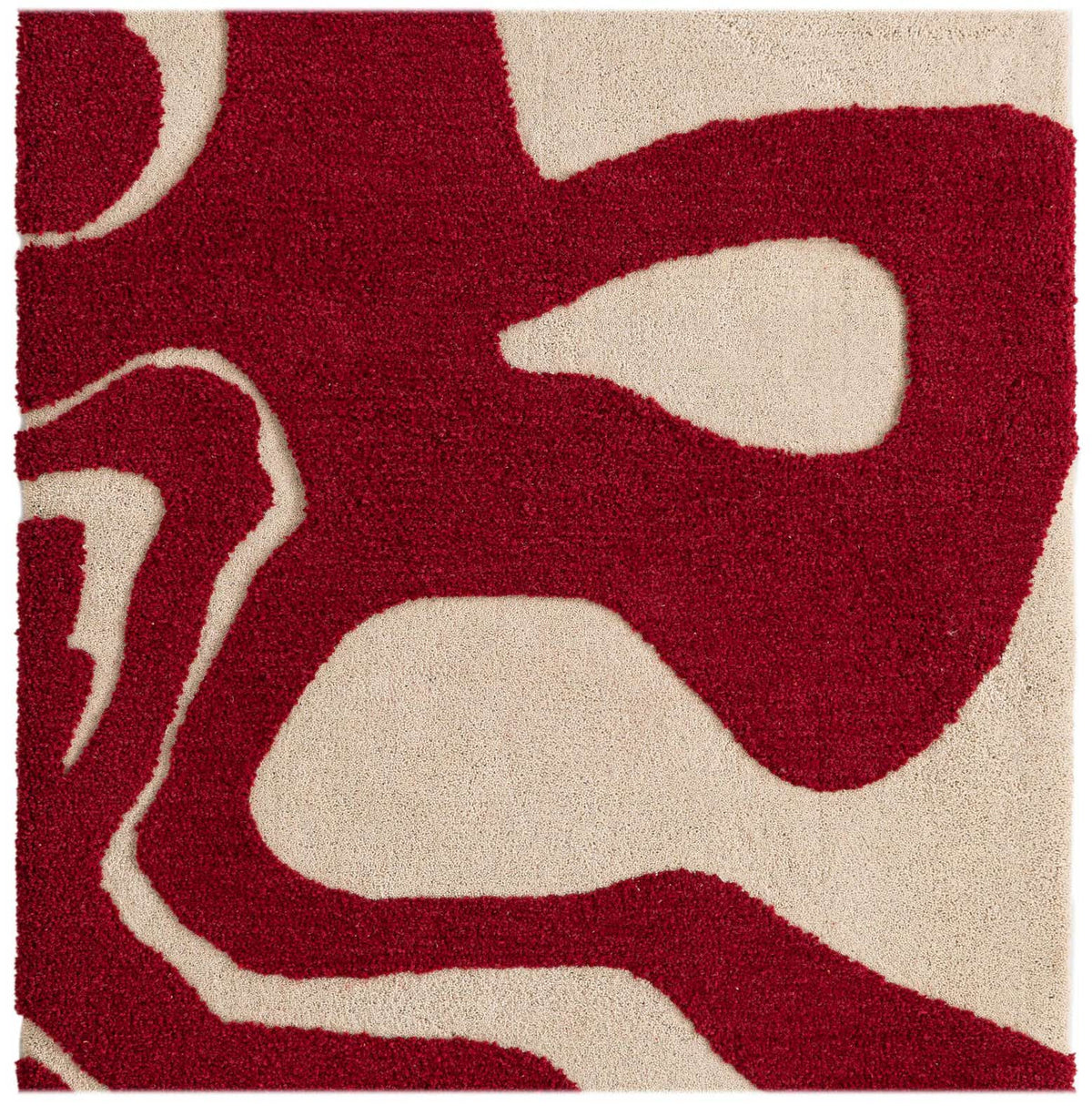 Quadratisch Teppich AI Handgetuftet in Rot und Elfenbein von Hadorn™ - Lifestyle Image