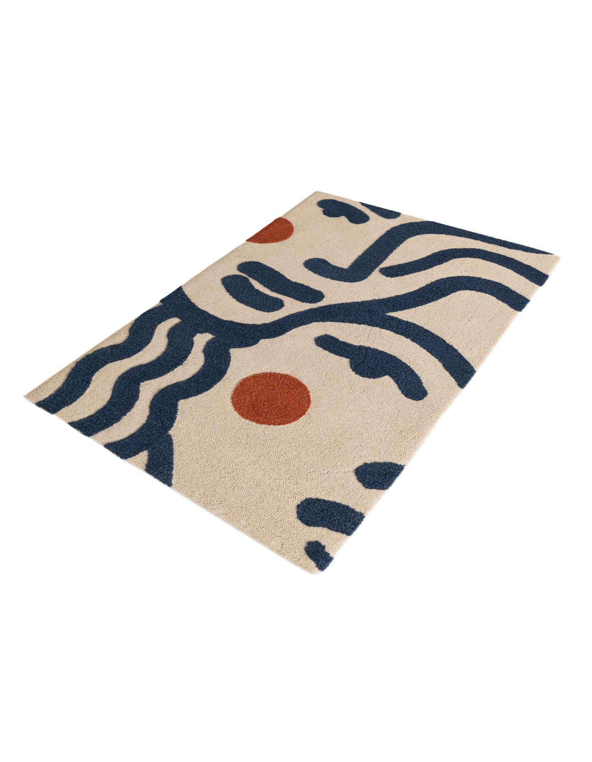 Rechteck Teppich AI Handgetuftet in Marineblau und Elfenbein von Hadorn™ - Lifestyle Image