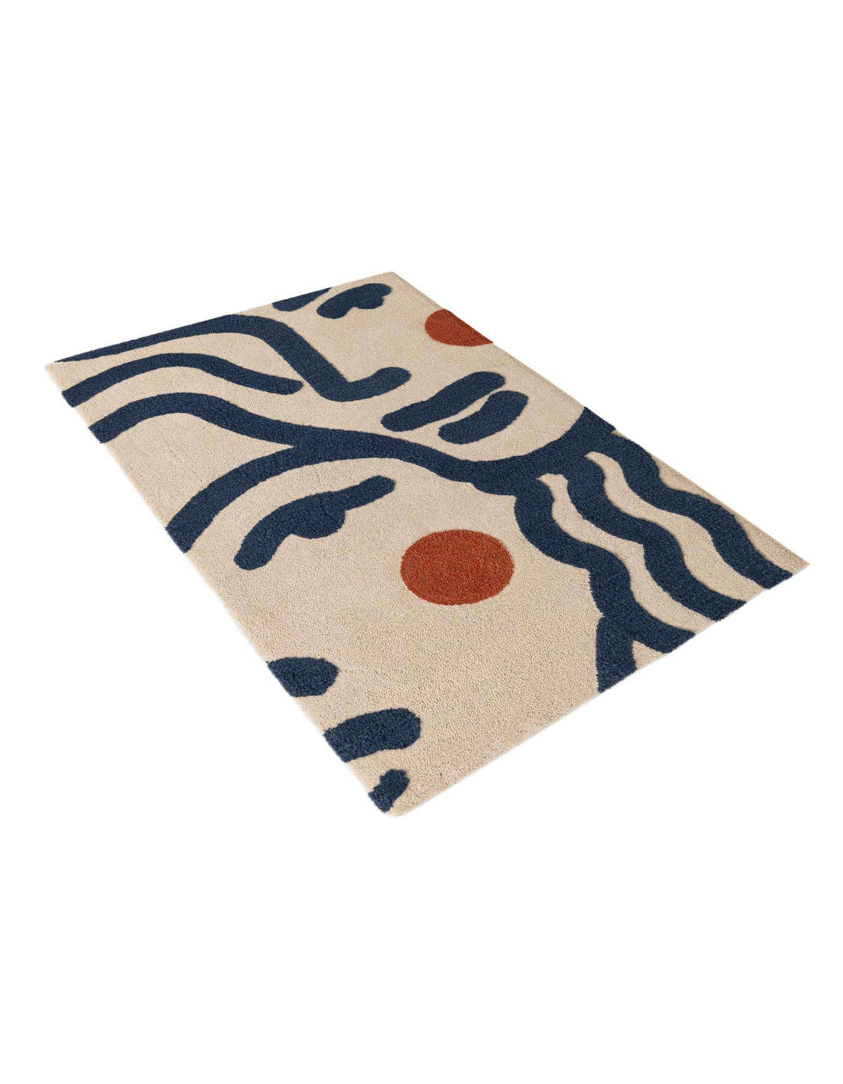 Rechteck Teppich AI Handgetuftet in Marineblau und Elfenbein von Hadorn™ - Lifestyle Image