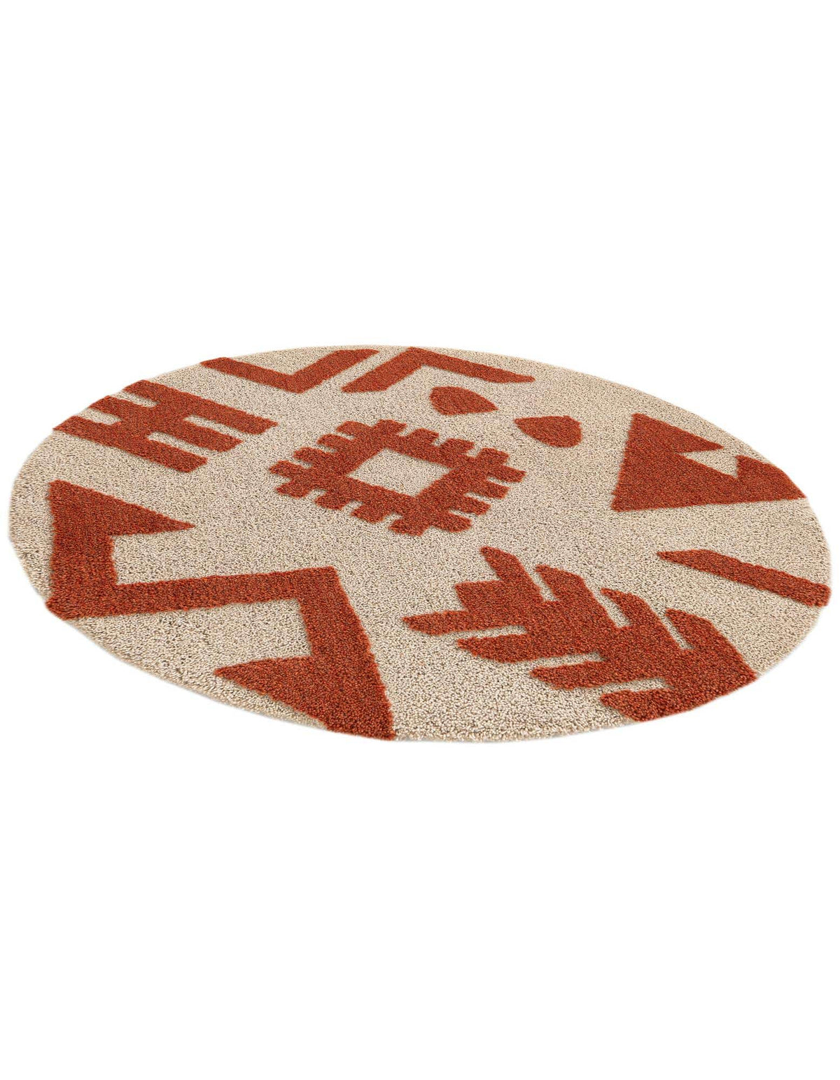 Rund Teppich AI Handgetuftet in Orange und Elfenbein von Hadorn™ - Lifestyle Image