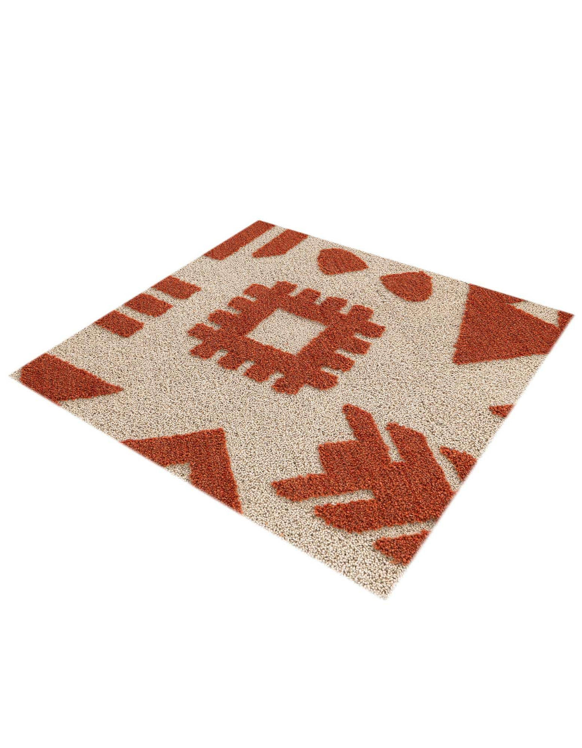 Quadratisch Teppich AI Handgetuftet in Orange und Elfenbein von Hadorn™ - Lifestyle Image