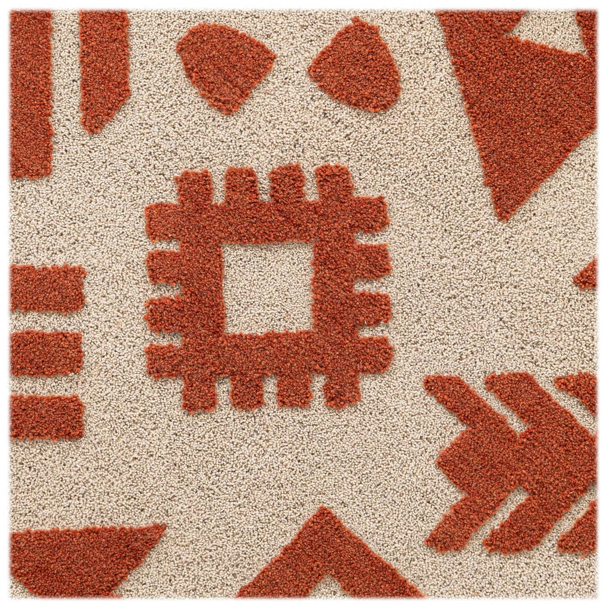 Quadratisch Teppich AI Handgetuftet in Orange und Elfenbein von Hadorn™ - Lifestyle Image