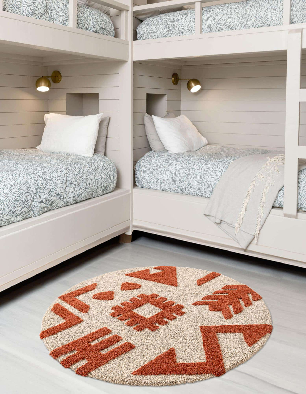 Rund Teppich AI Handgetuftet in Orange und Elfenbein von Hadorn™ - Lifestyle Image