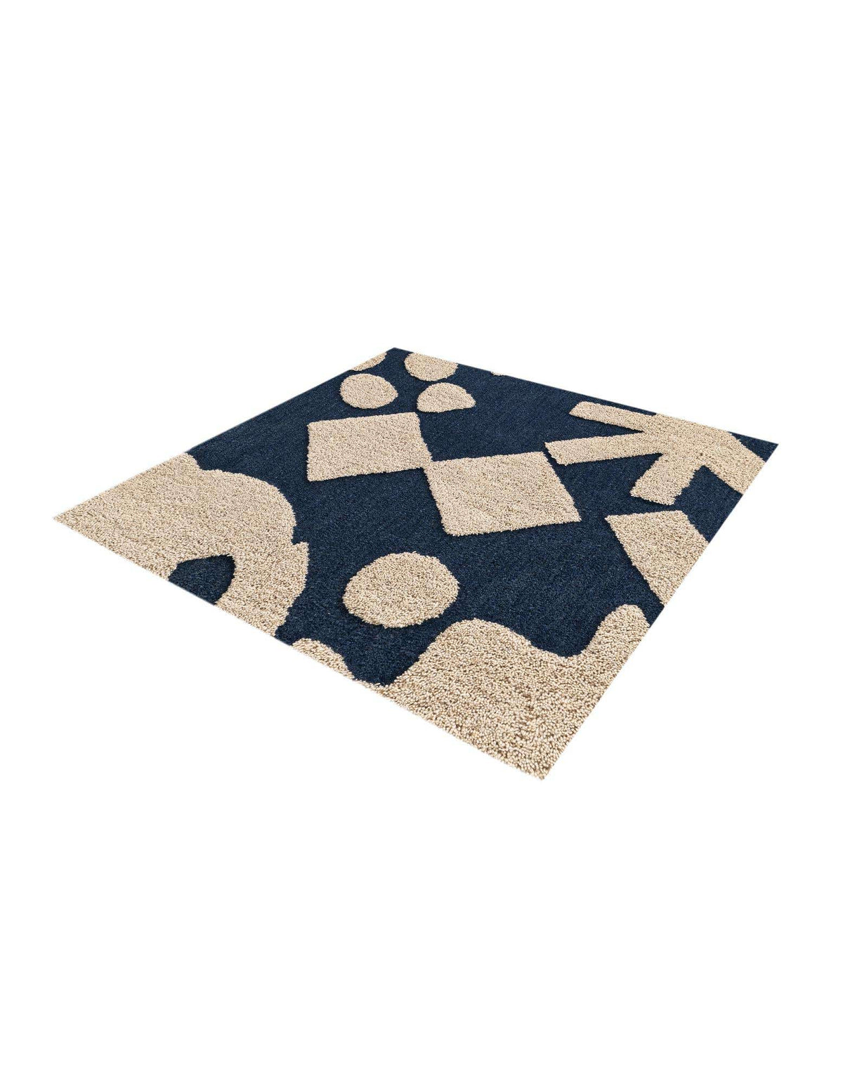 Quadratisch Teppich AI Handgetuftet in Marineblau und Elfenbein von Hadorn™ - Lifestyle Image