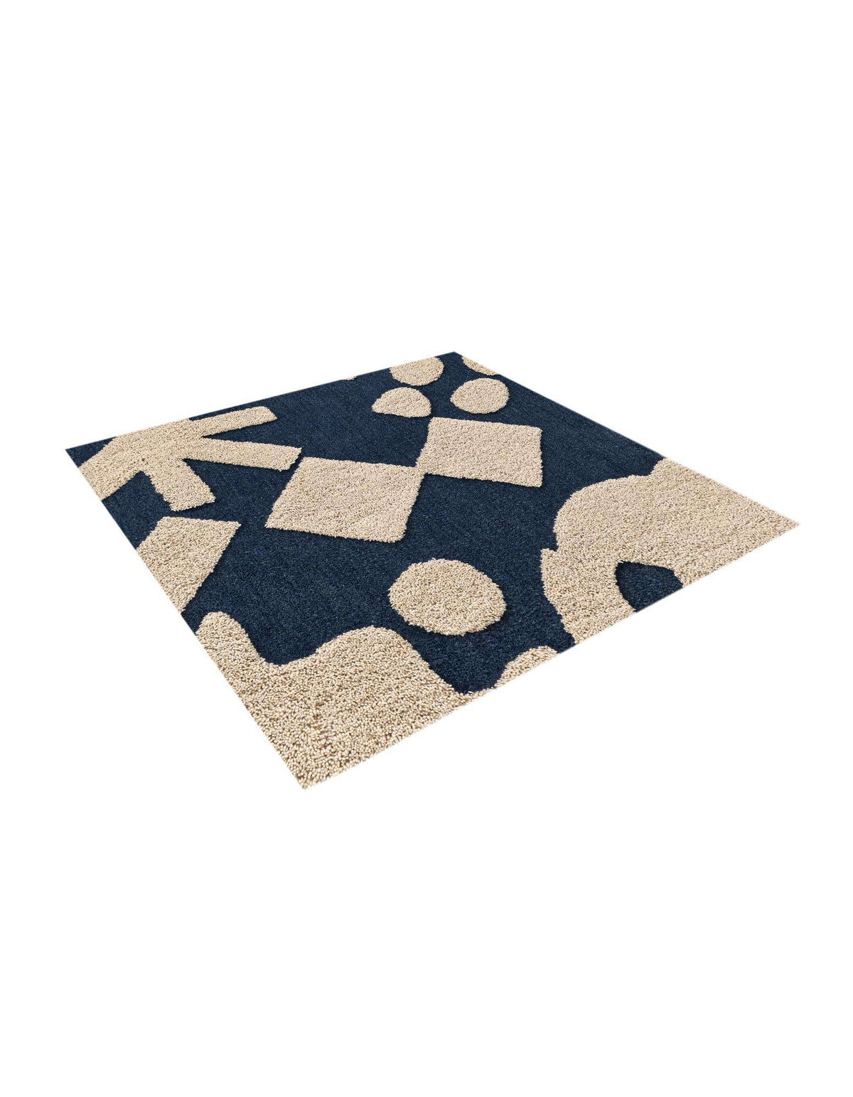 Quadratisch Teppich AI Handgetuftet in Marineblau und Elfenbein von Hadorn™ - Lifestyle Image