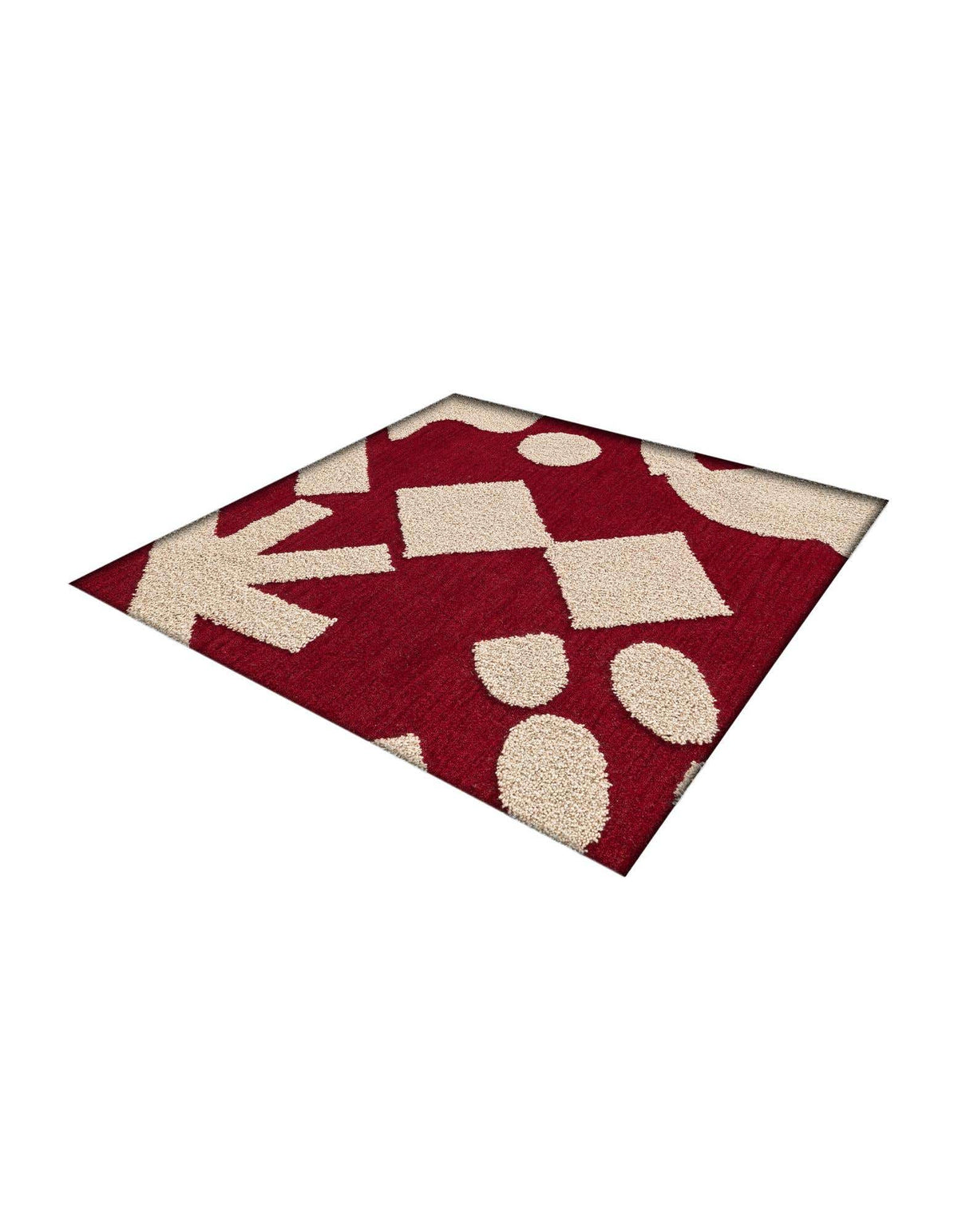 Quadratisch Teppich AI Handgetuftet in Rot und Elfenbein von Hadorn™ - Lifestyle Image
