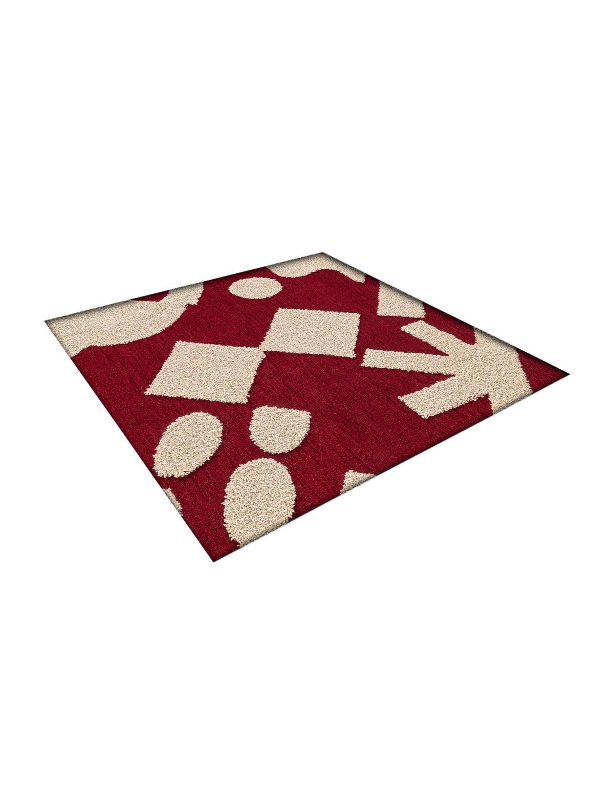 Quadratisch Teppich AI Handgetuftet in Rot und Elfenbein von Hadorn™ - Lifestyle Image
