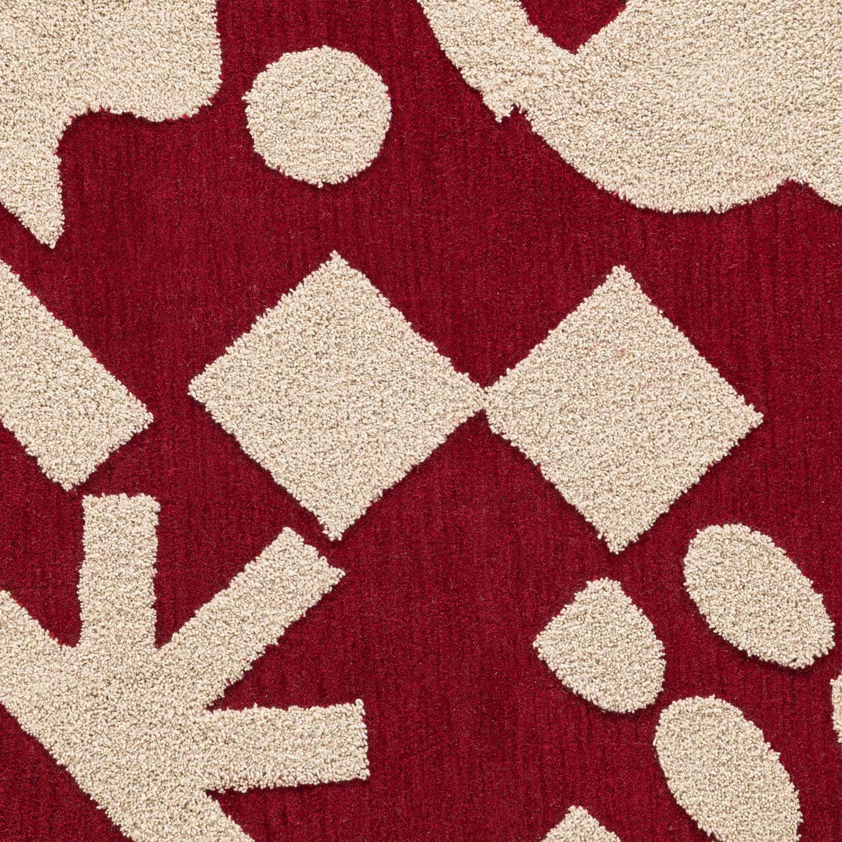 Quadratisch Teppich AI Handgetuftet in Rot und Elfenbein von Hadorn™ - Lifestyle Image