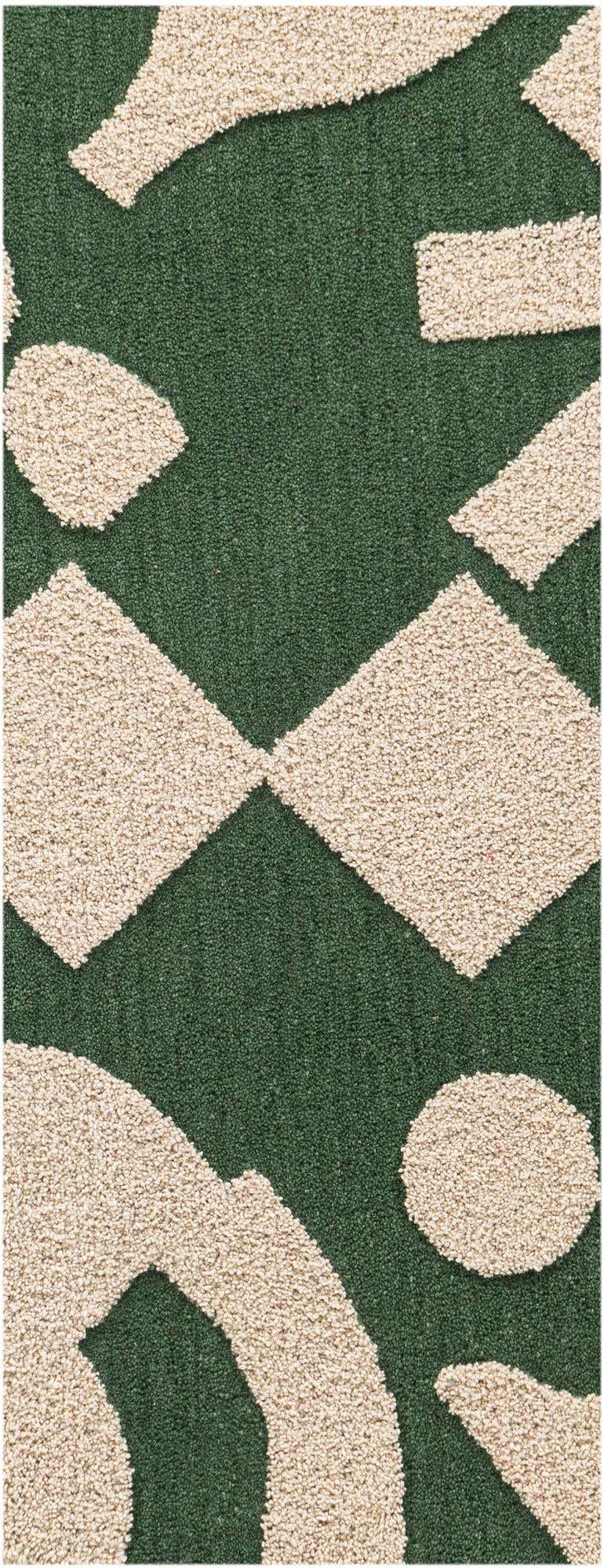 Läufer Teppich AI Handgetuftet in Grün und Elfenbein von Hadorn™ - Lifestyle Image
