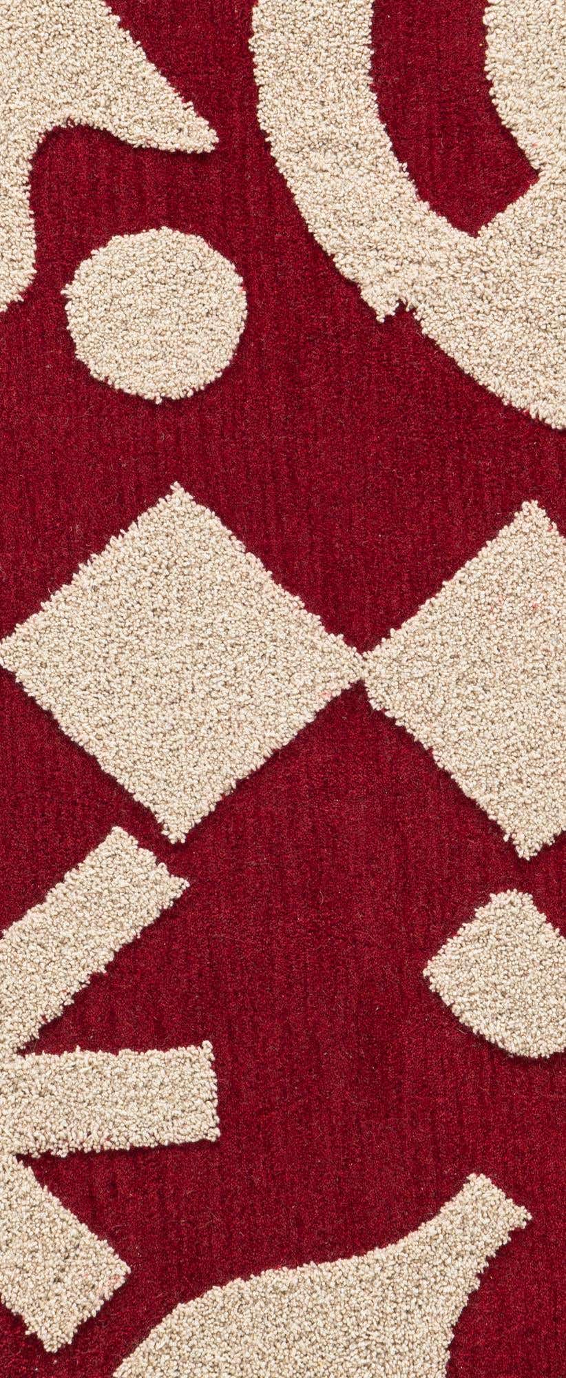 Läufer Teppich AI Handgetuftet in Rot und Elfenbein von Hadorn™ - Lifestyle Image