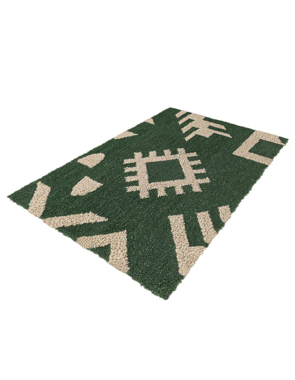 Rechteck Teppich AI Handgetuftet in Grün und Elfenbein von Hadorn™ - Lifestyle Image