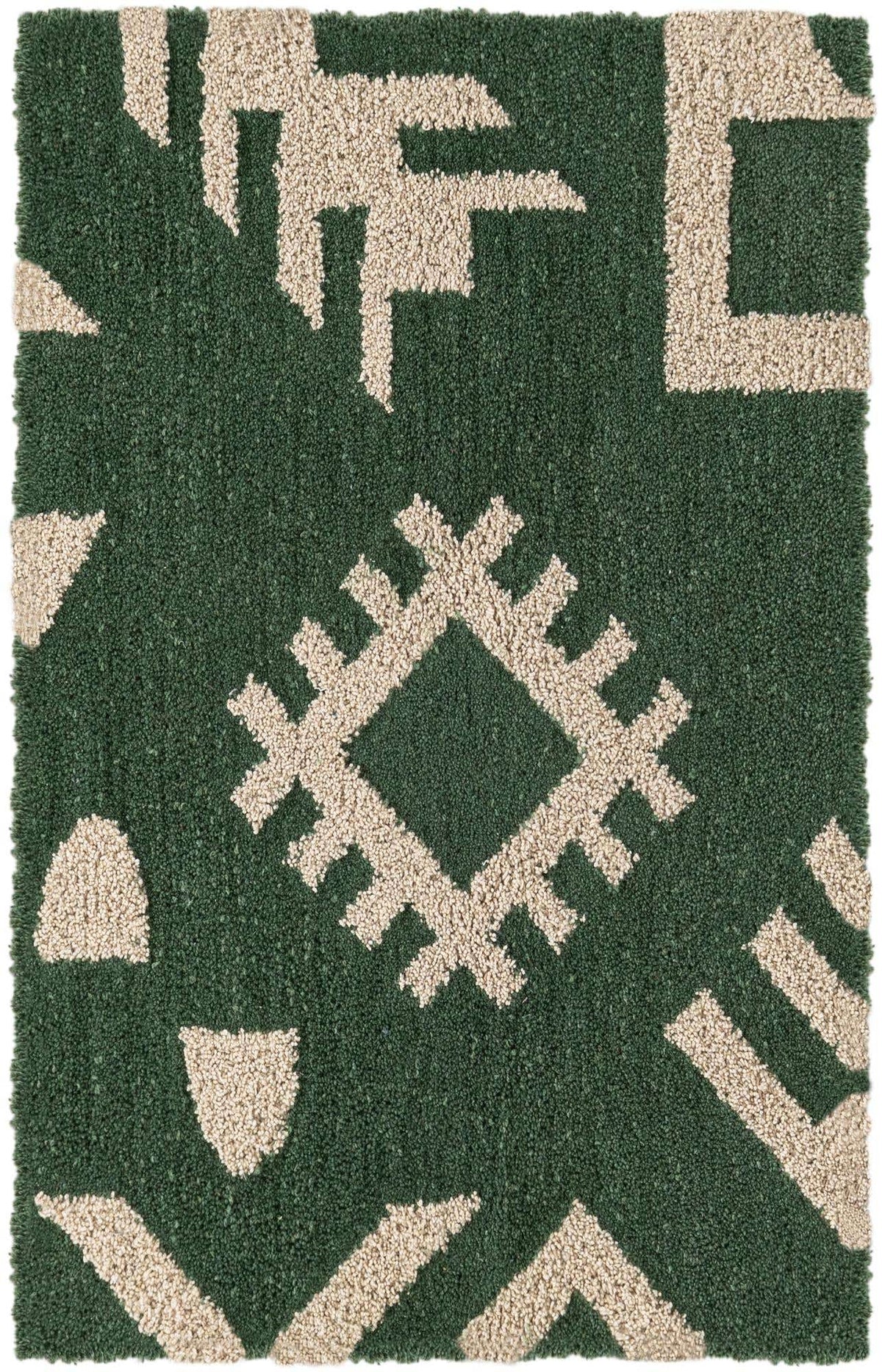 Rechteck Teppich AI Handgetuftet in Grün und Elfenbein von Hadorn™ - Lifestyle Image