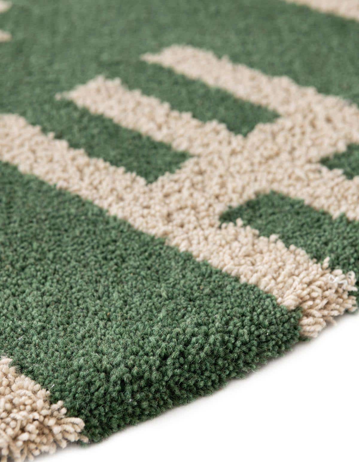 Rund Teppich AI Handgetuftet in Grün und Elfenbein von Hadorn™ - Lifestyle Image