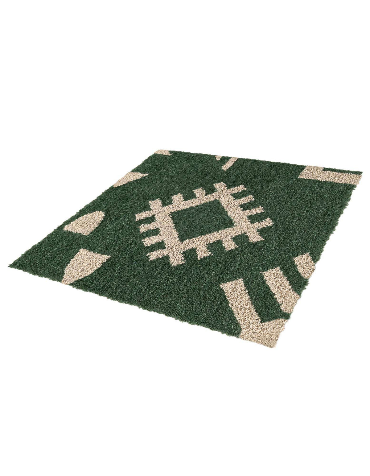 Quadratisch Teppich AI Handgetuftet in Grün und Elfenbein von Hadorn™ - Lifestyle Image