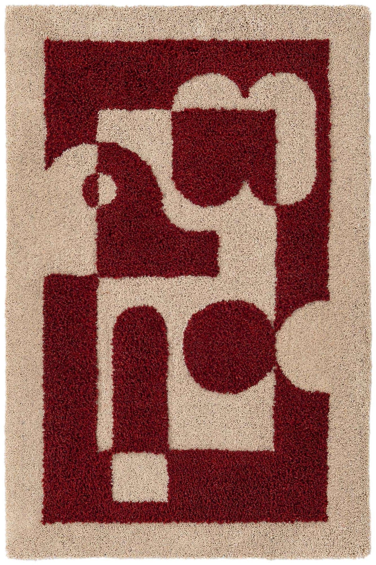Rechteck Teppich AI Handgetuftet in Elfenbein und Rot von Hadorn™ - Lifestyle Image